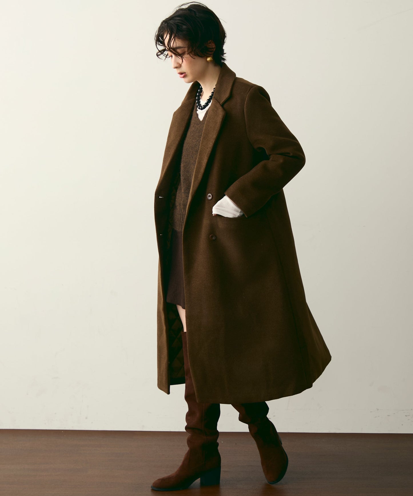 裏キルティングチェスターコート