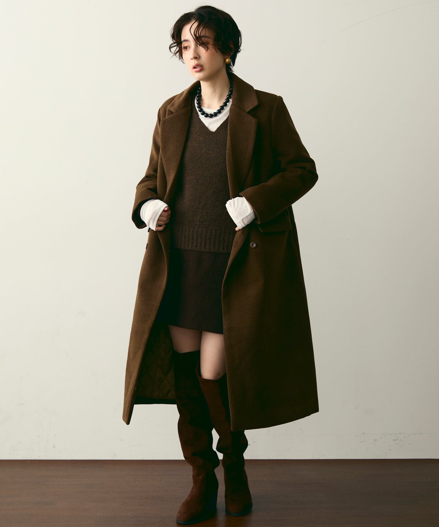 裏キルティングチェスターコート