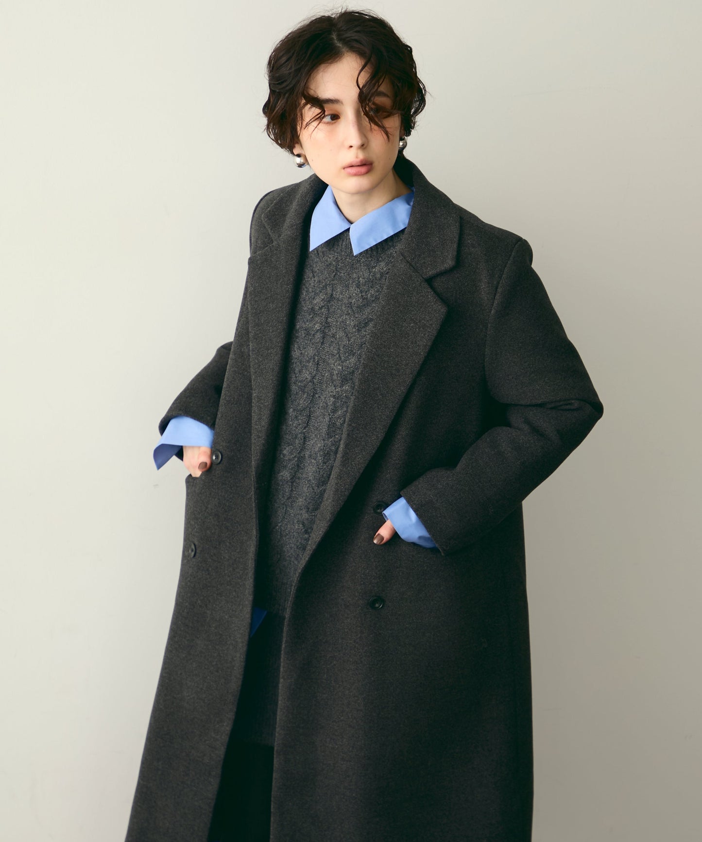 裏キルティングチェスターコート