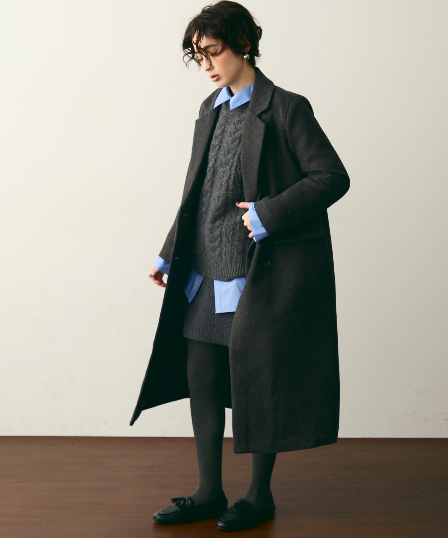 裏キルティングチェスターコート