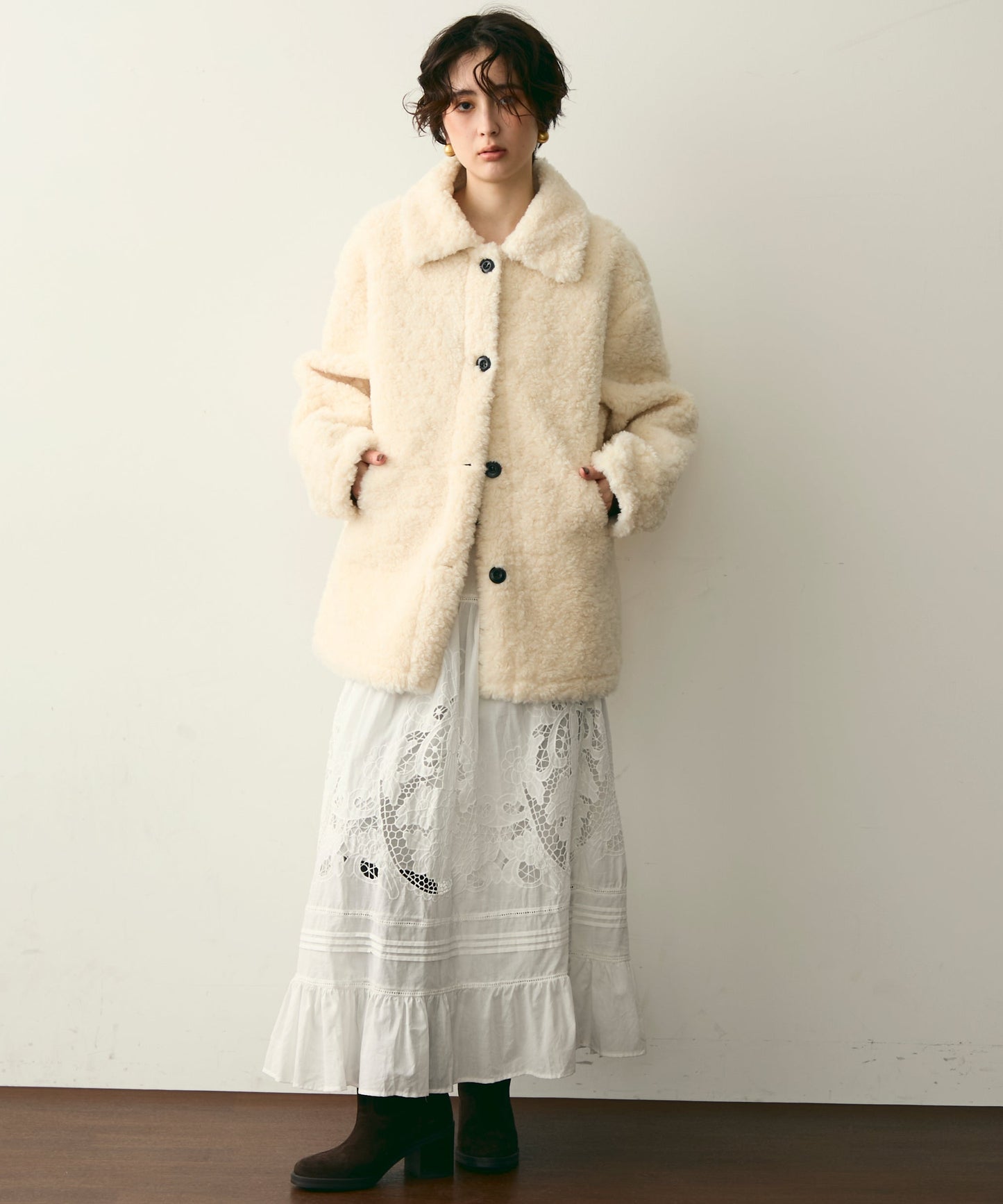 プードルボアステンカラーコート