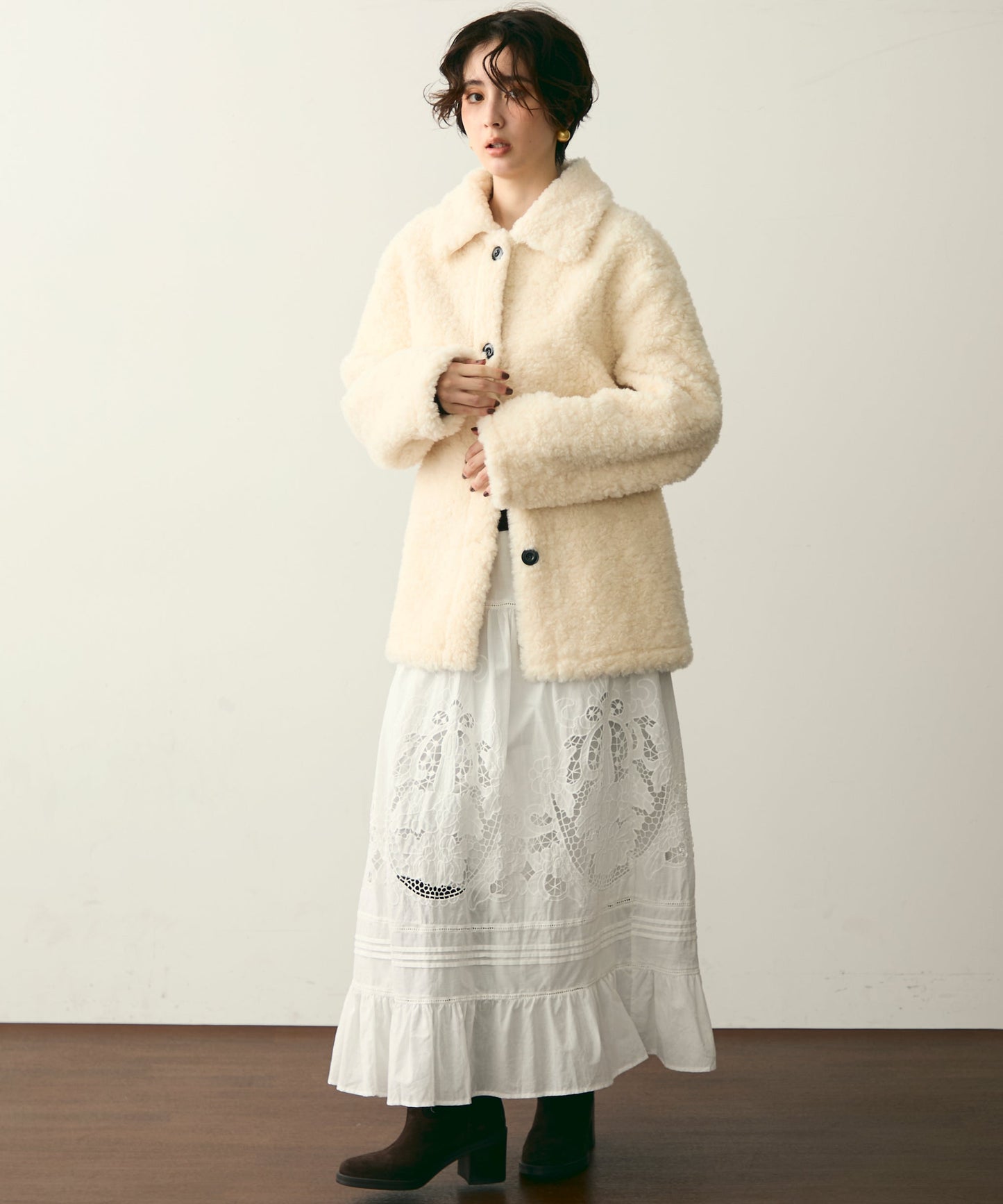 プードルボアステンカラーコート