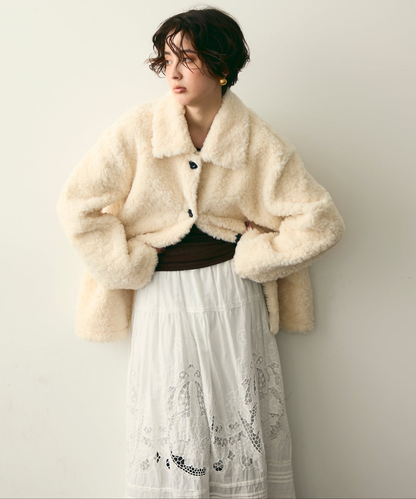 プードルボアステンカラーコート