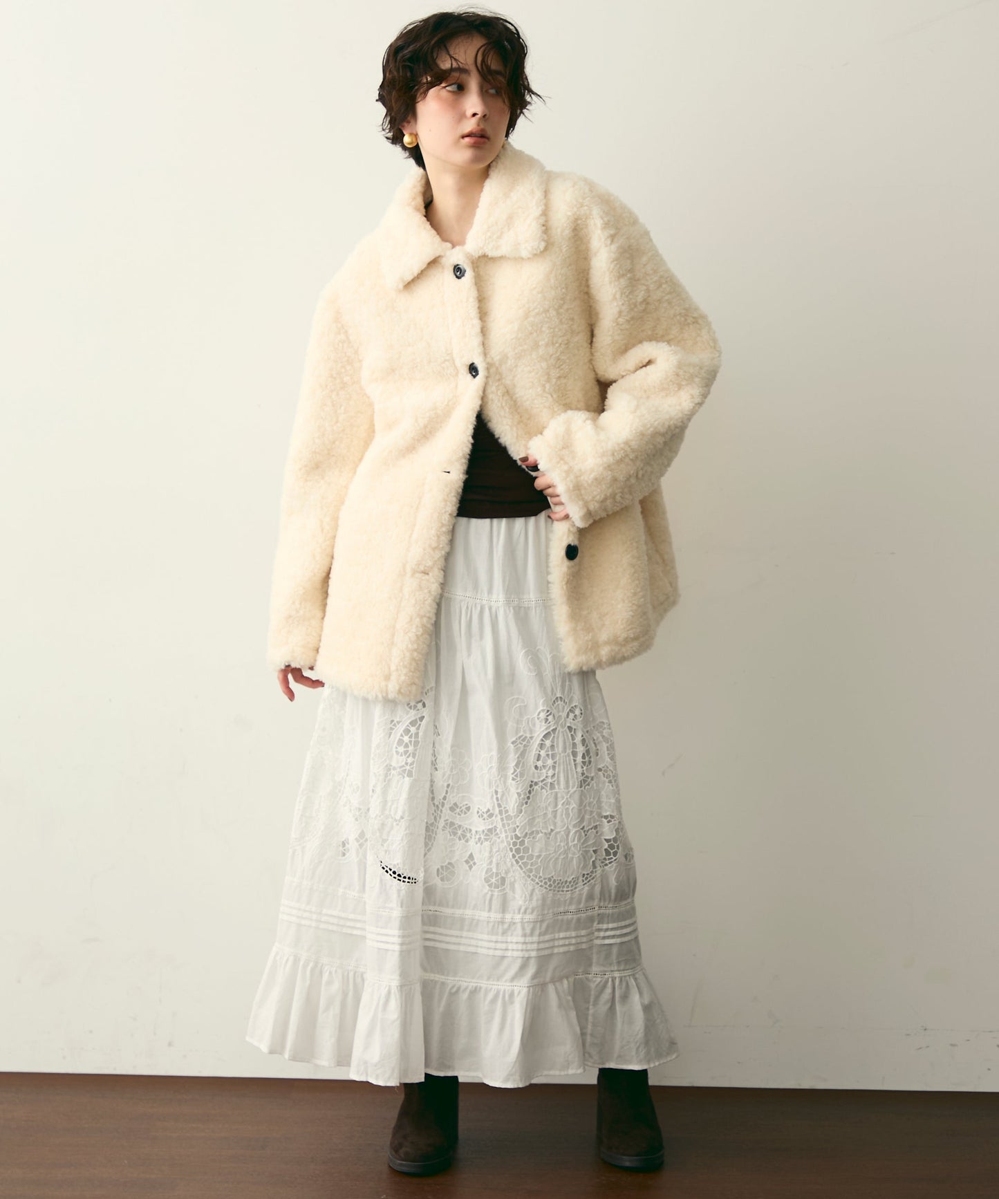 プードルボアステンカラーコート