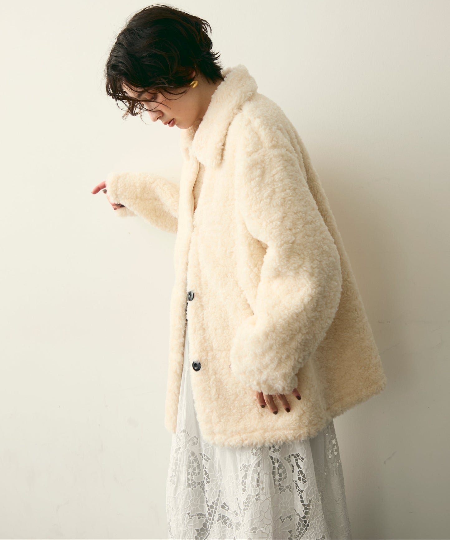 プードルボアステンカラーコート