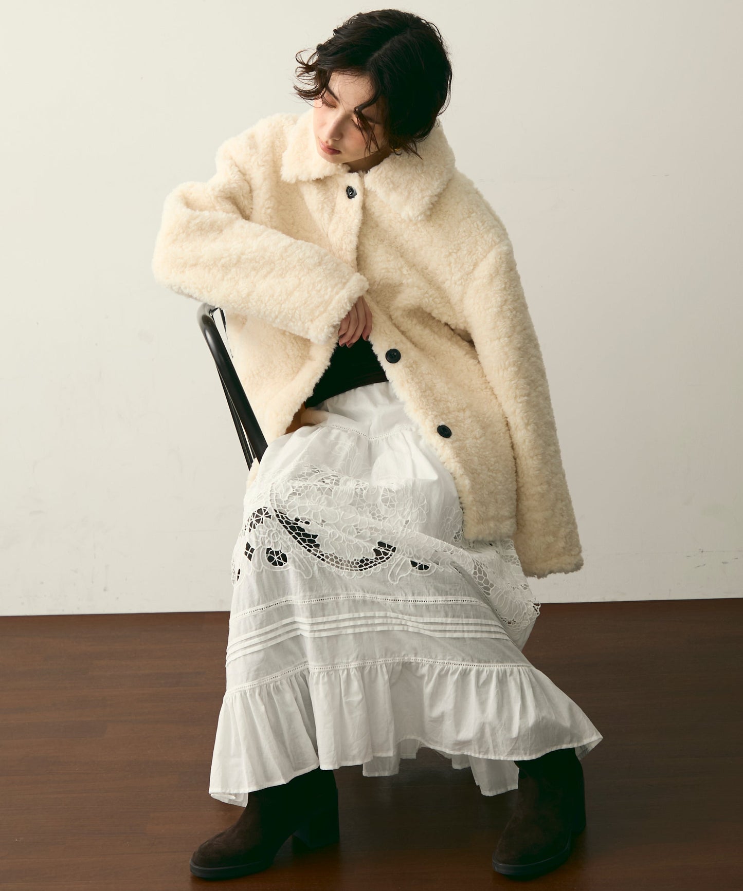 プードルボアステンカラーコート