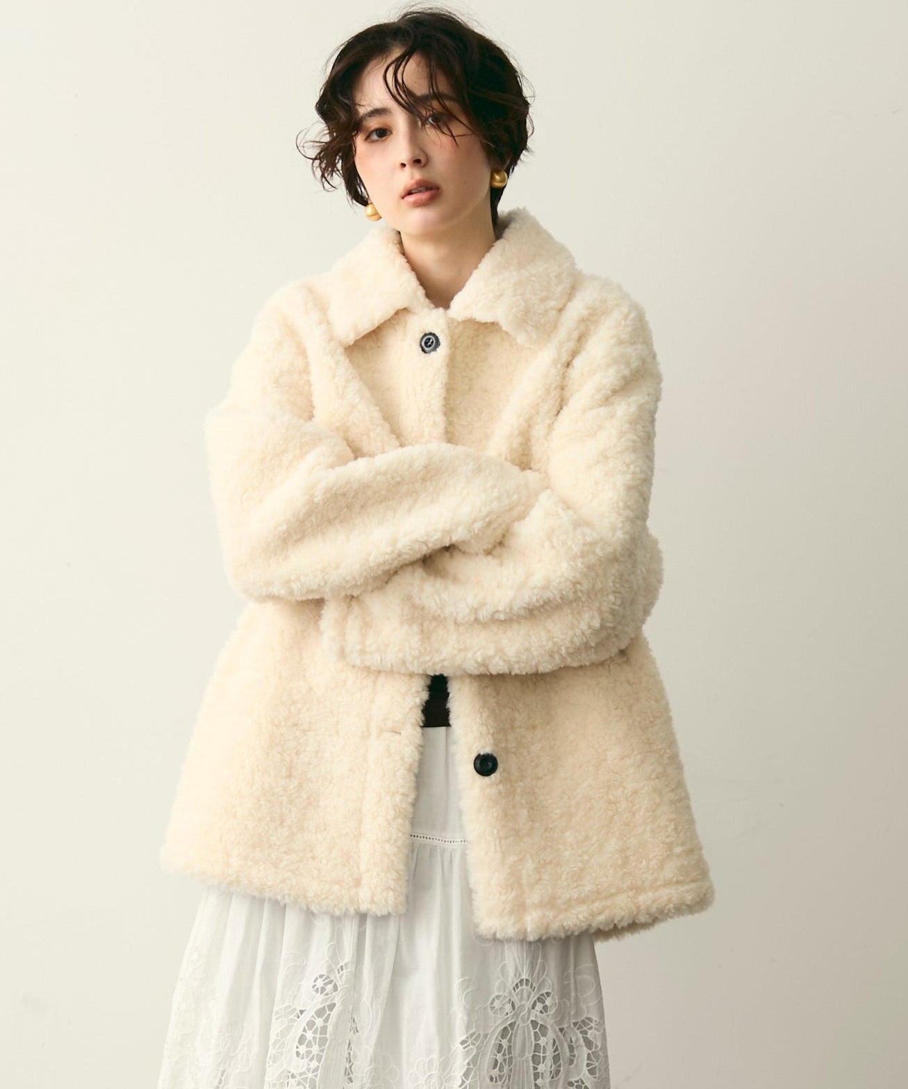 プードルボアステンカラーコート