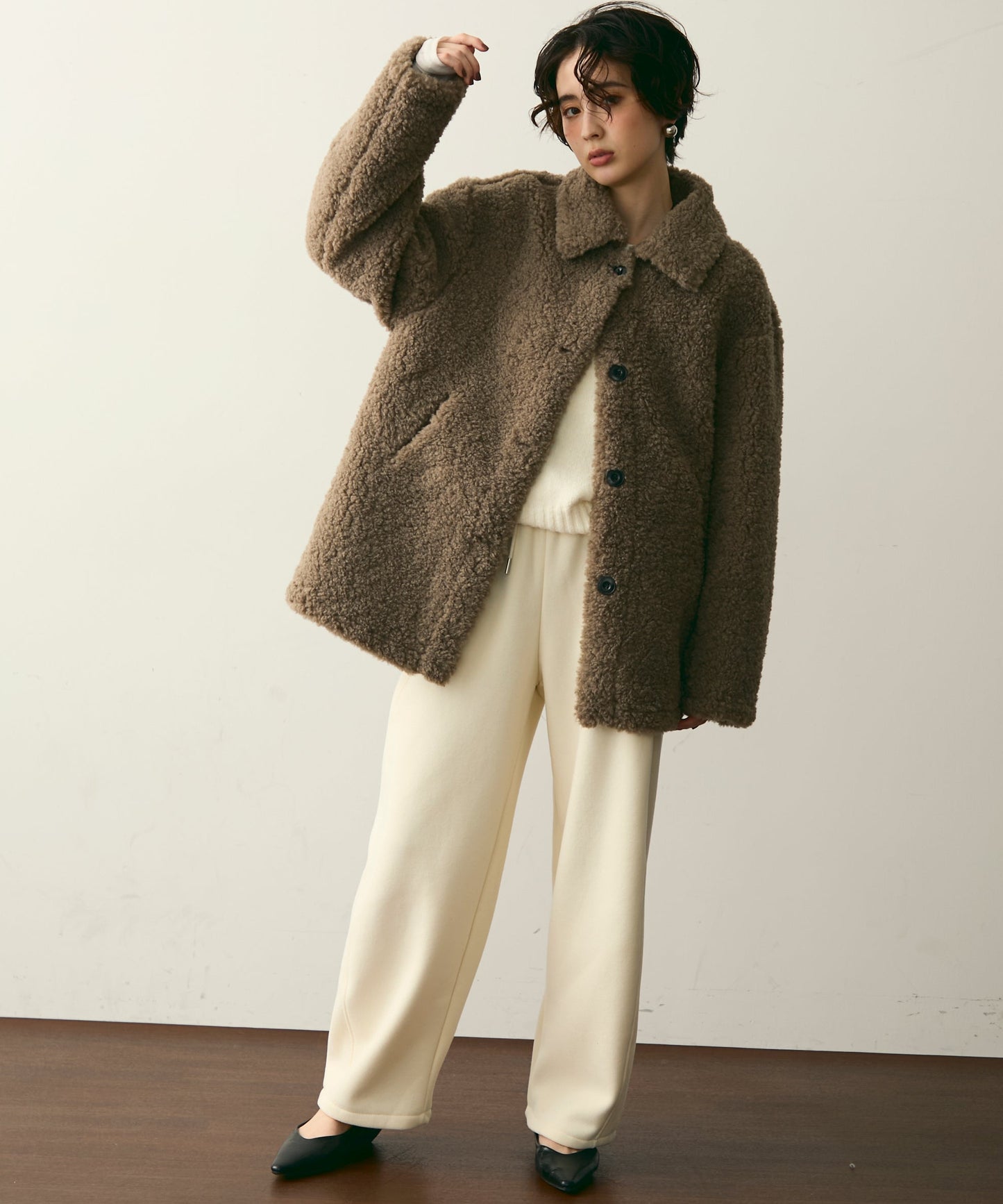 プードルボアステンカラーコート