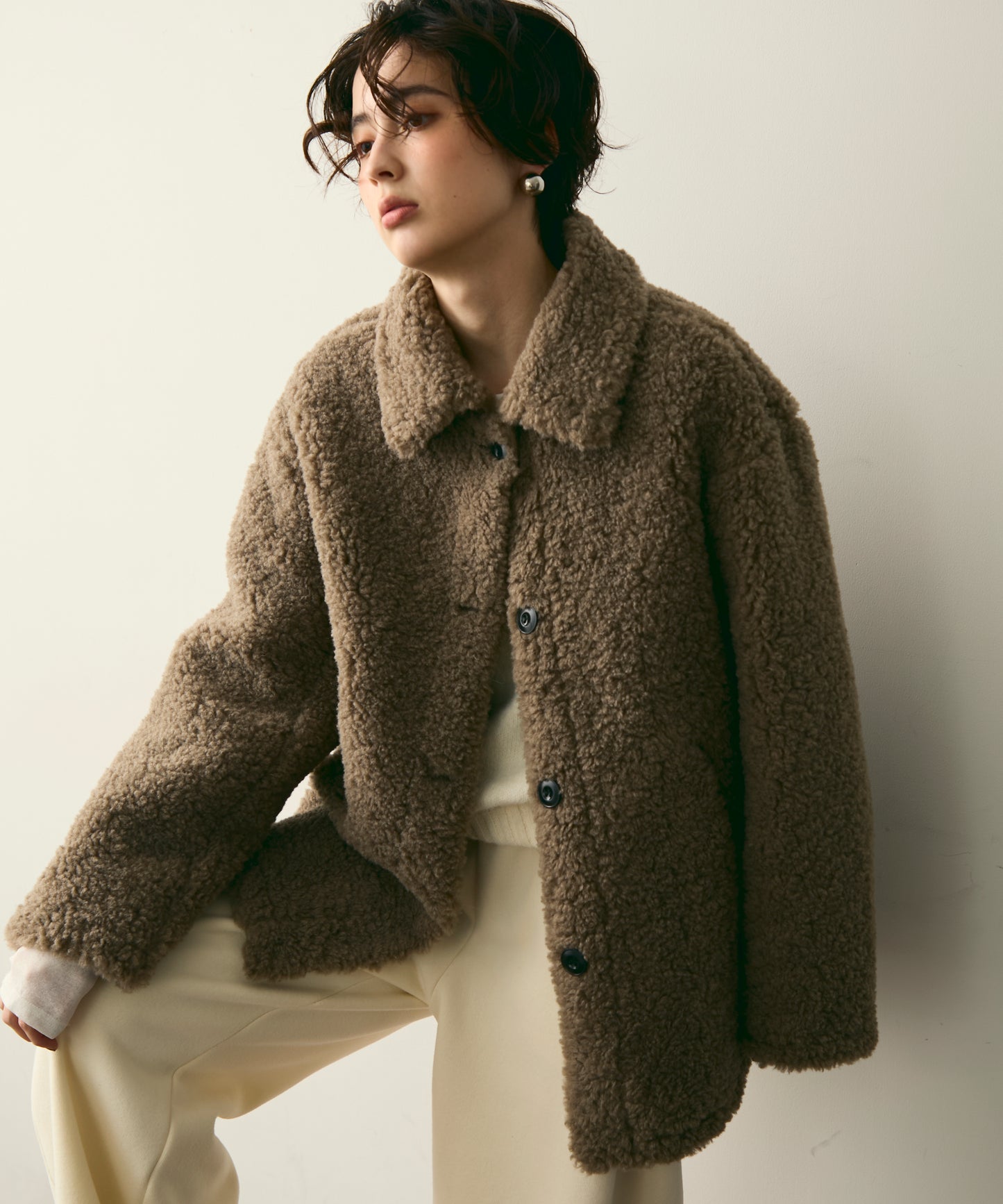 プードルボアステンカラーコート