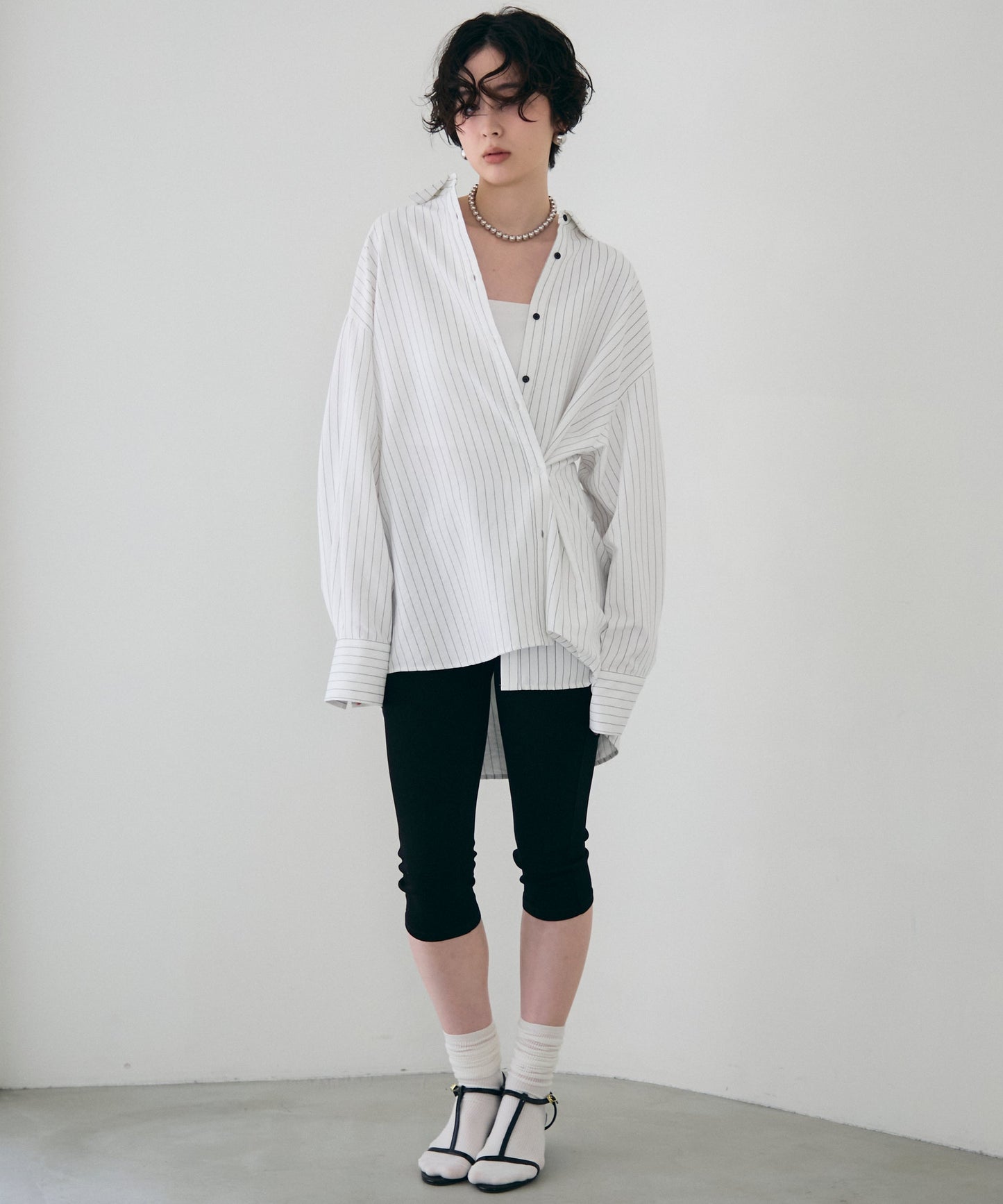 パウダースキンカシュクール2wayストライプシャツ