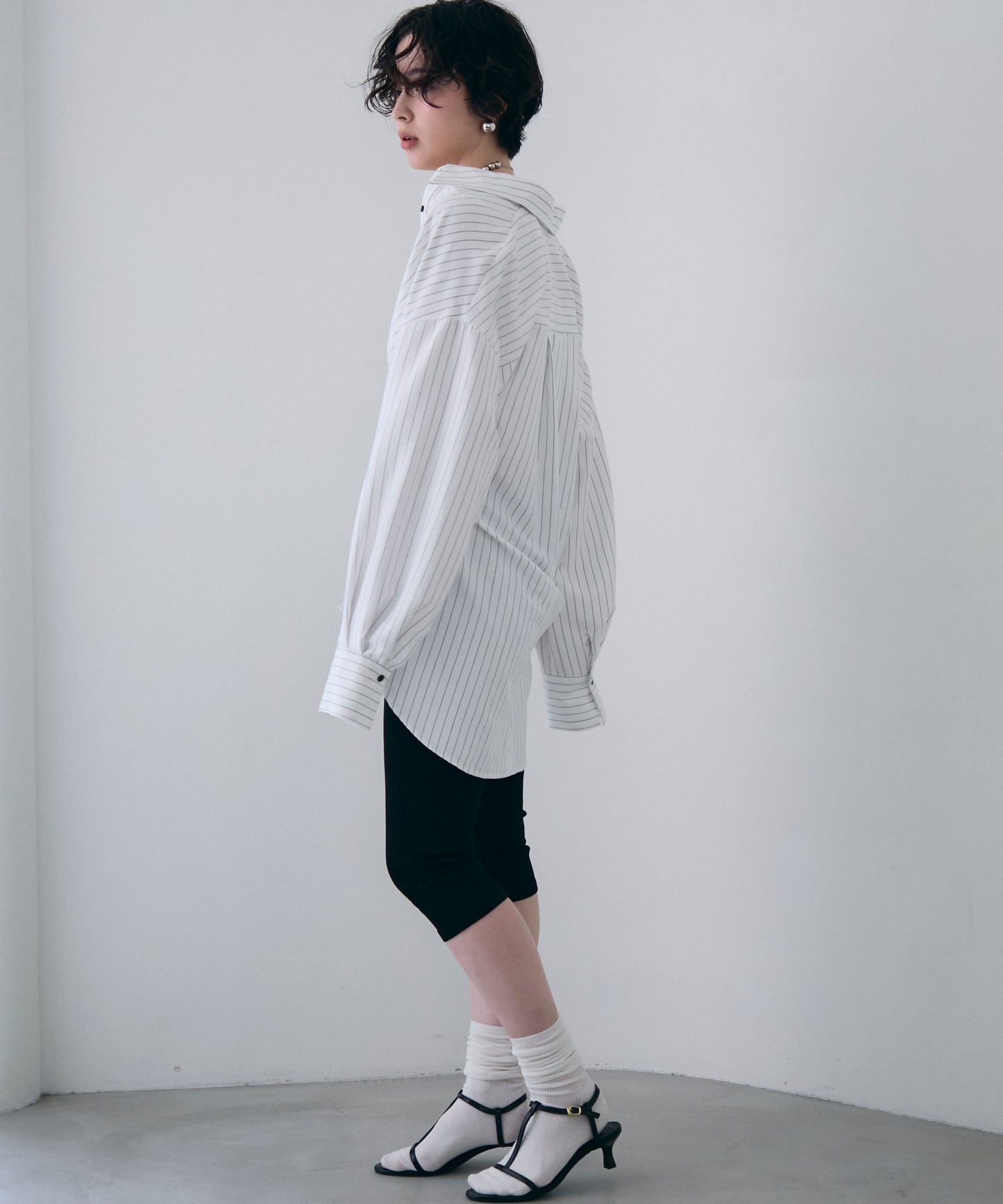 パウダースキンカシュクール2wayストライプシャツ