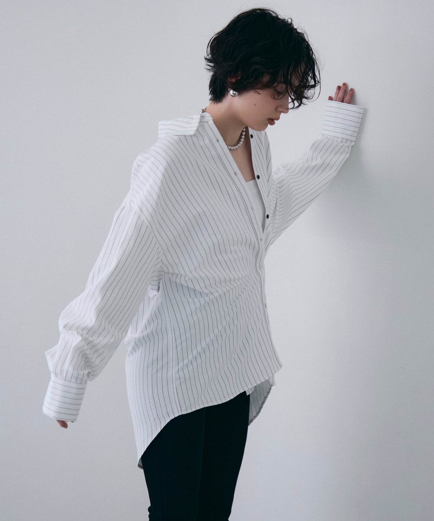 パウダースキンカシュクール2wayストライプシャツ