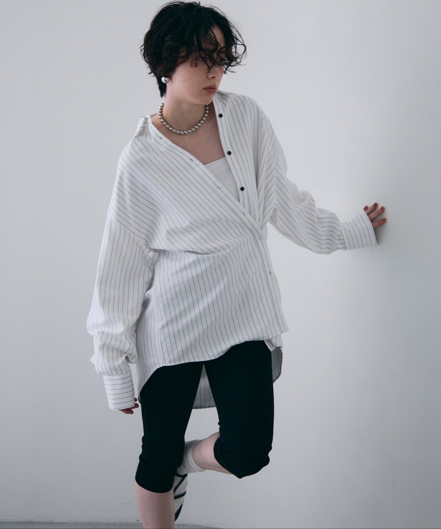 パウダースキンカシュクール2wayストライプシャツ