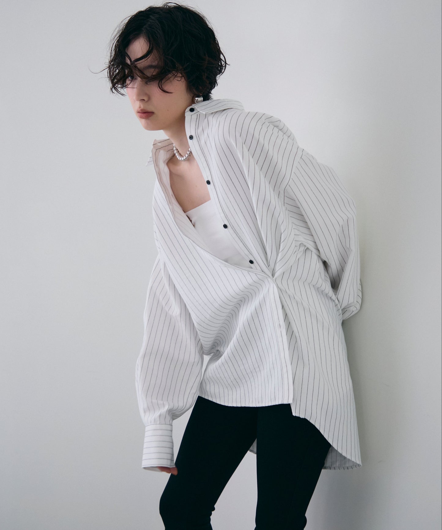 パウダースキンカシュクール2wayストライプシャツ