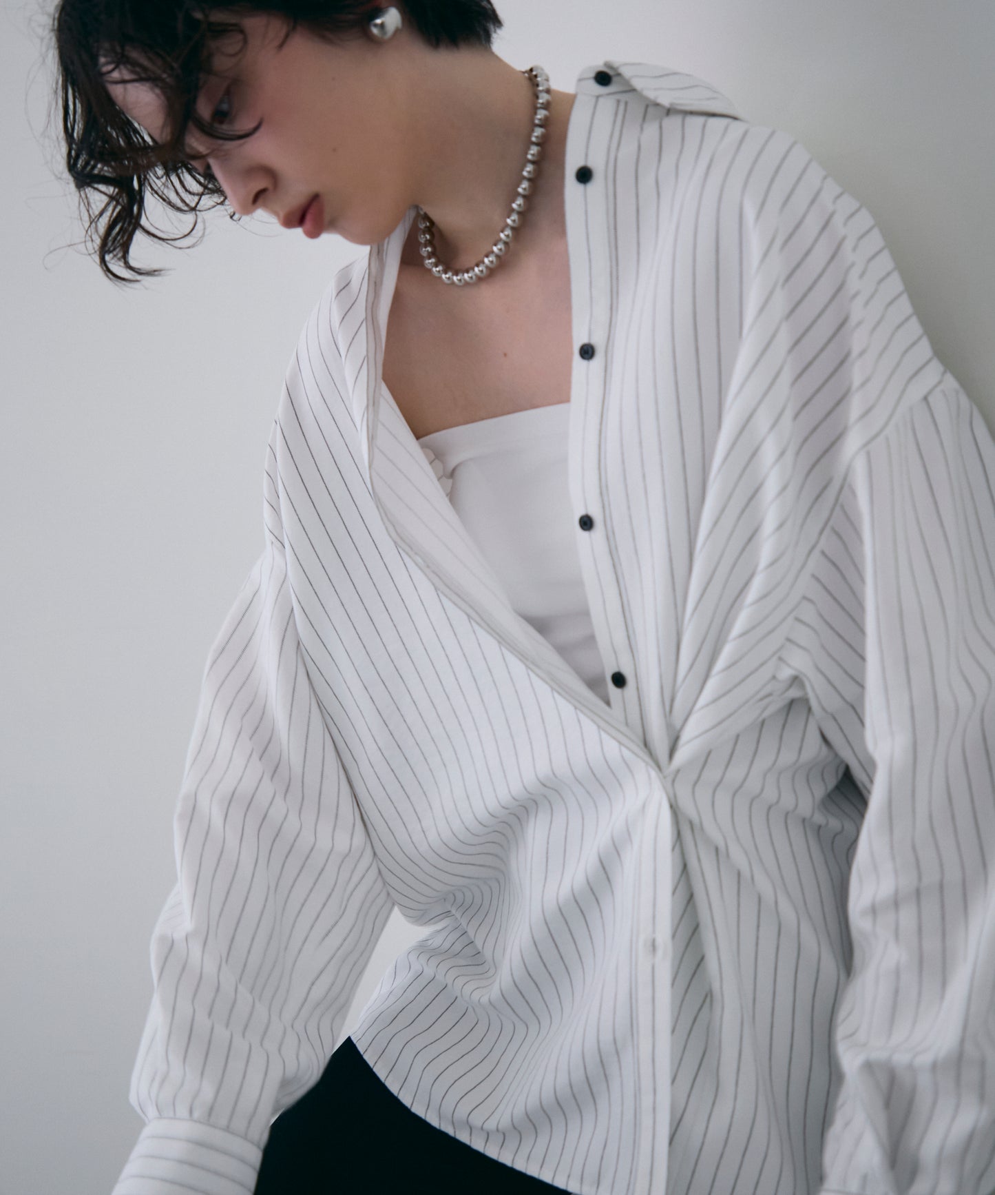 パウダースキンカシュクール2wayストライプシャツ