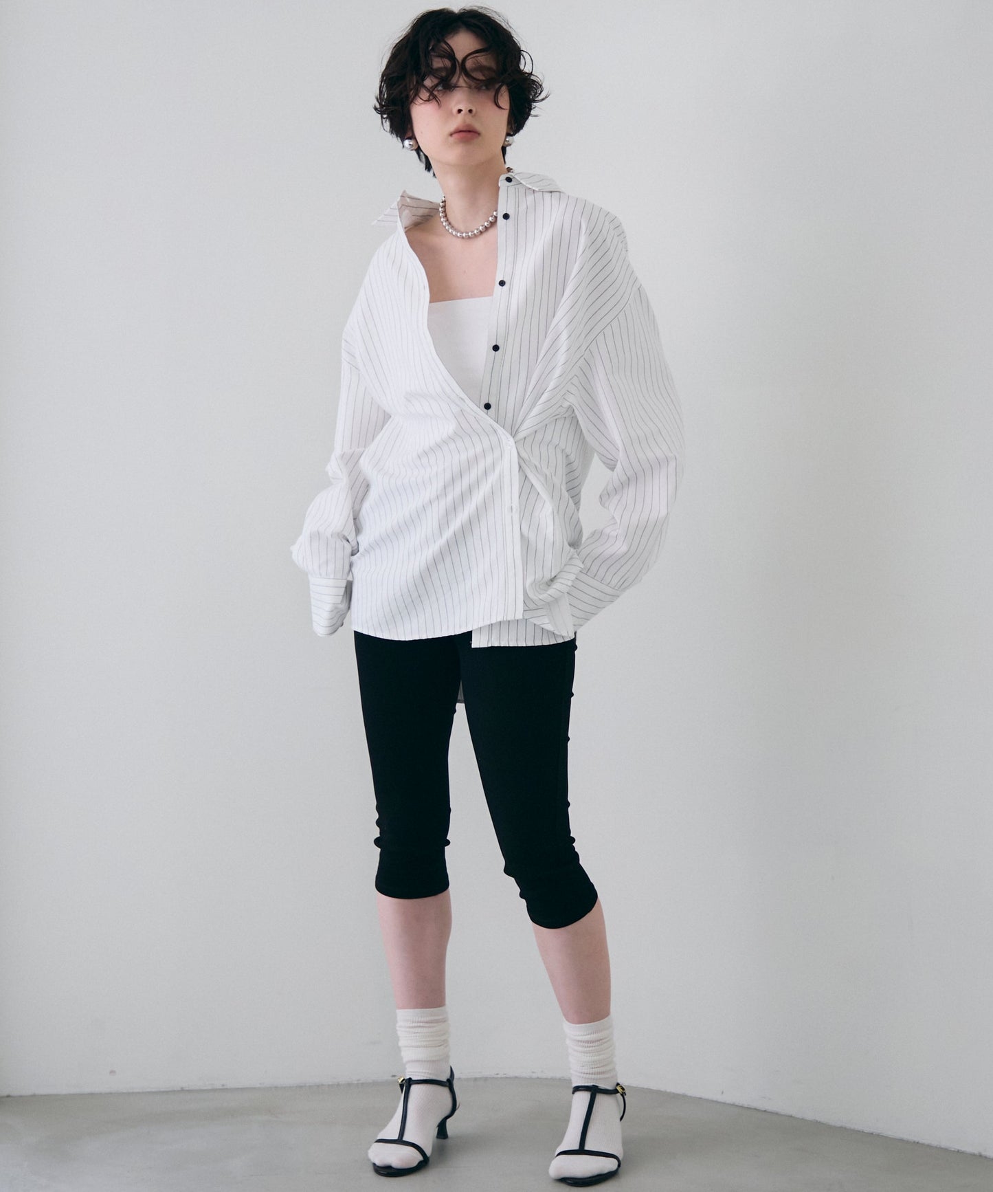 パウダースキンカシュクール2wayストライプシャツ