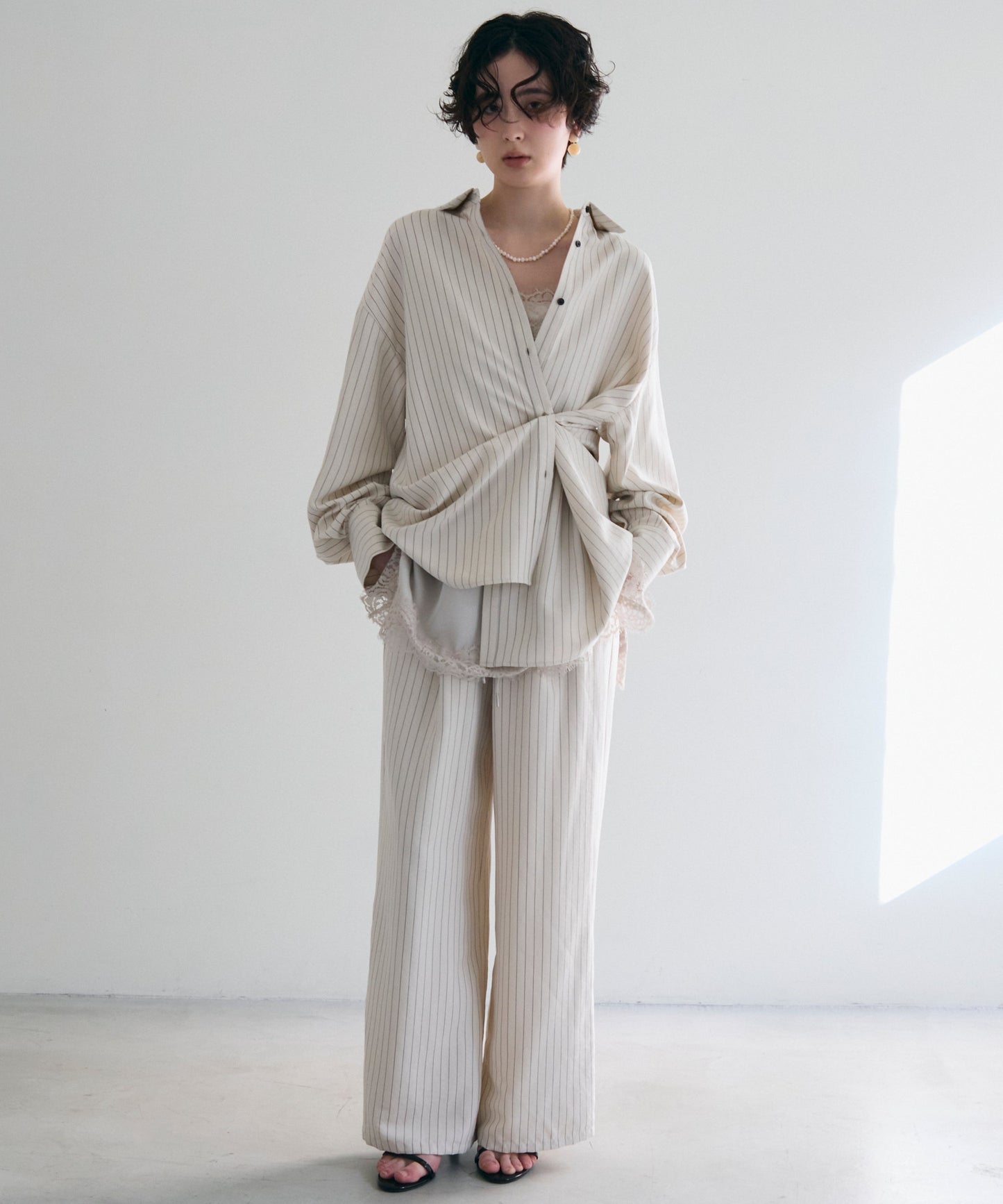 パウダースキンカシュクール2wayストライプシャツ