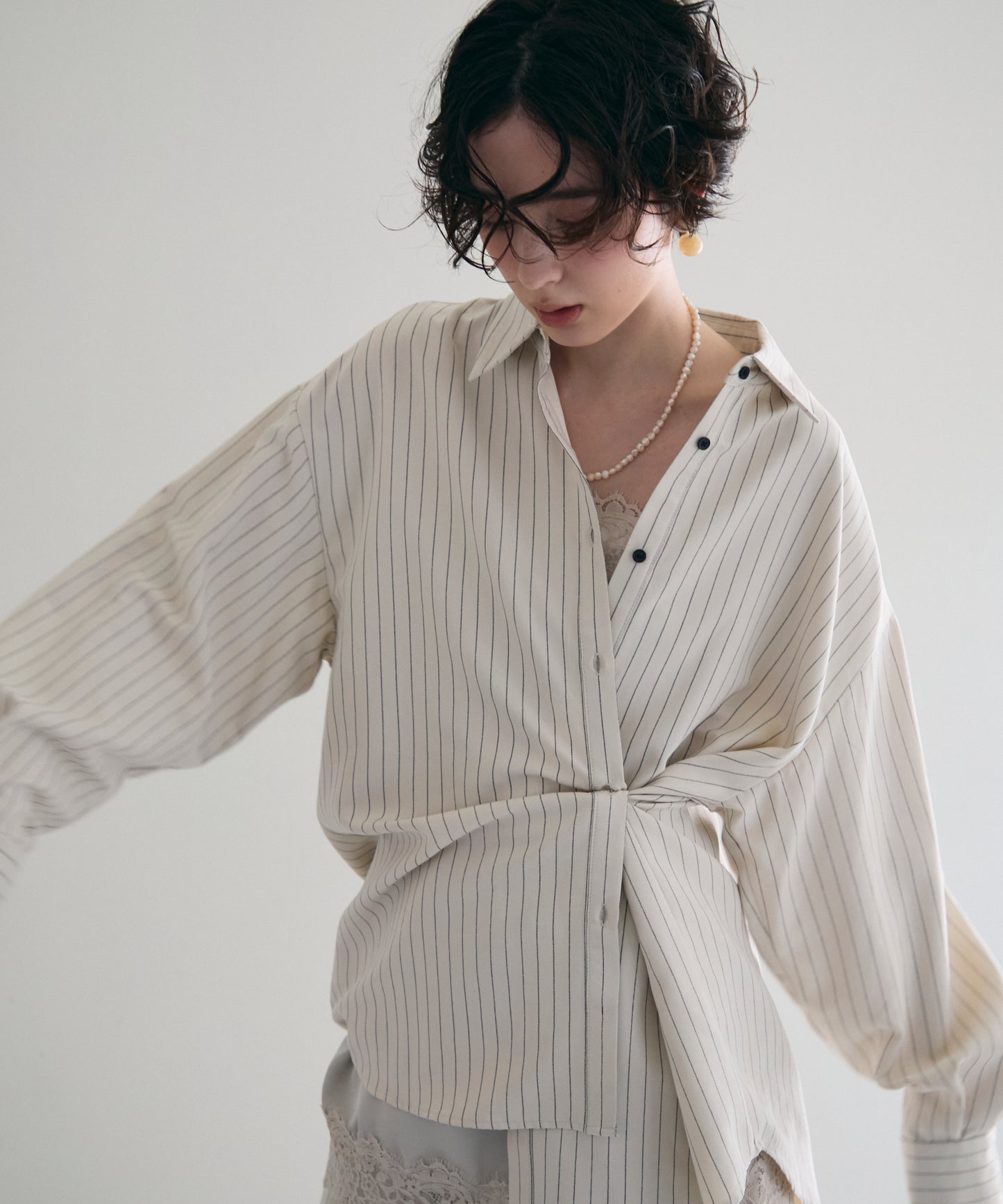 パウダースキンカシュクール2wayストライプシャツ