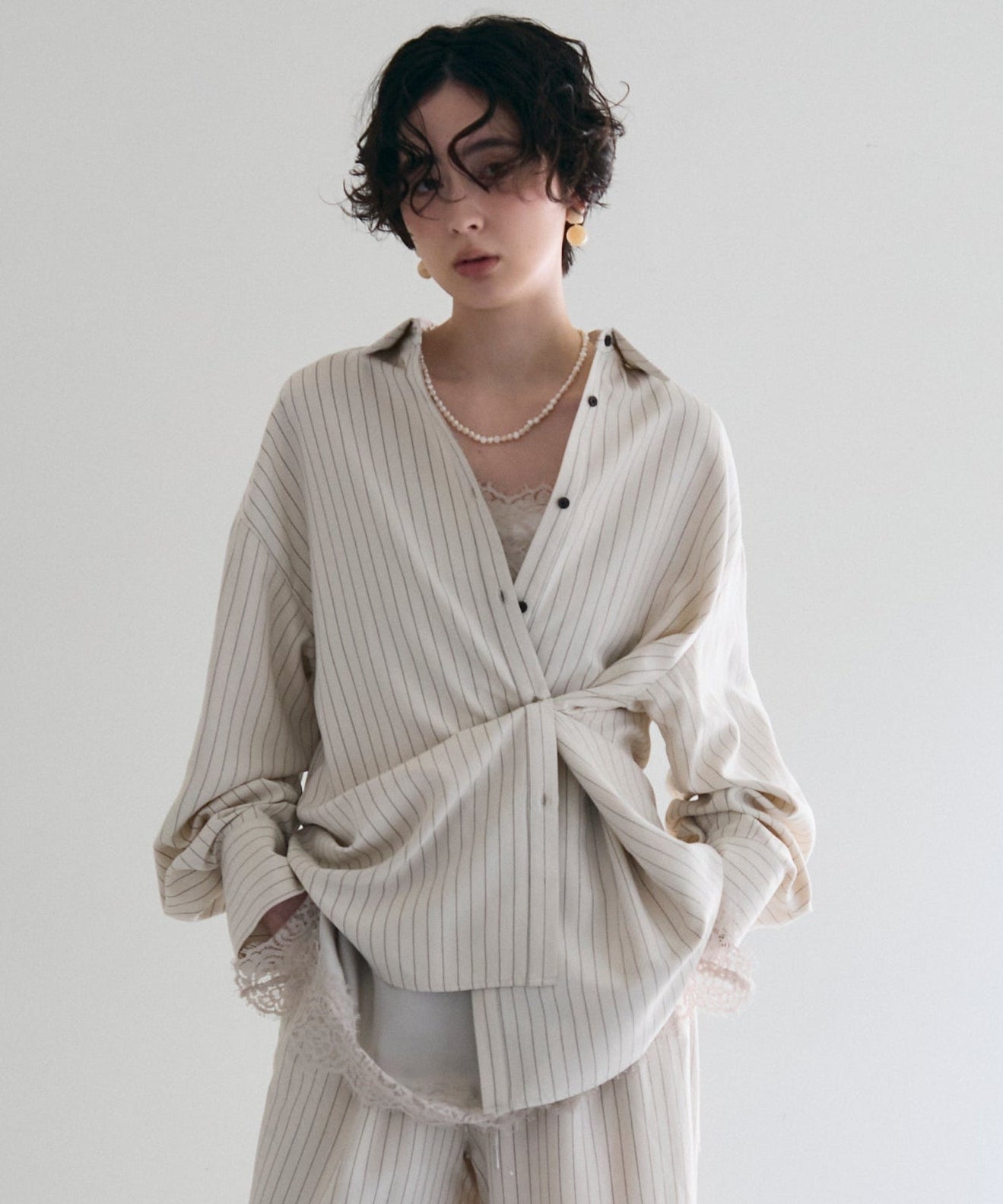 パウダースキンカシュクール2wayストライプシャツ