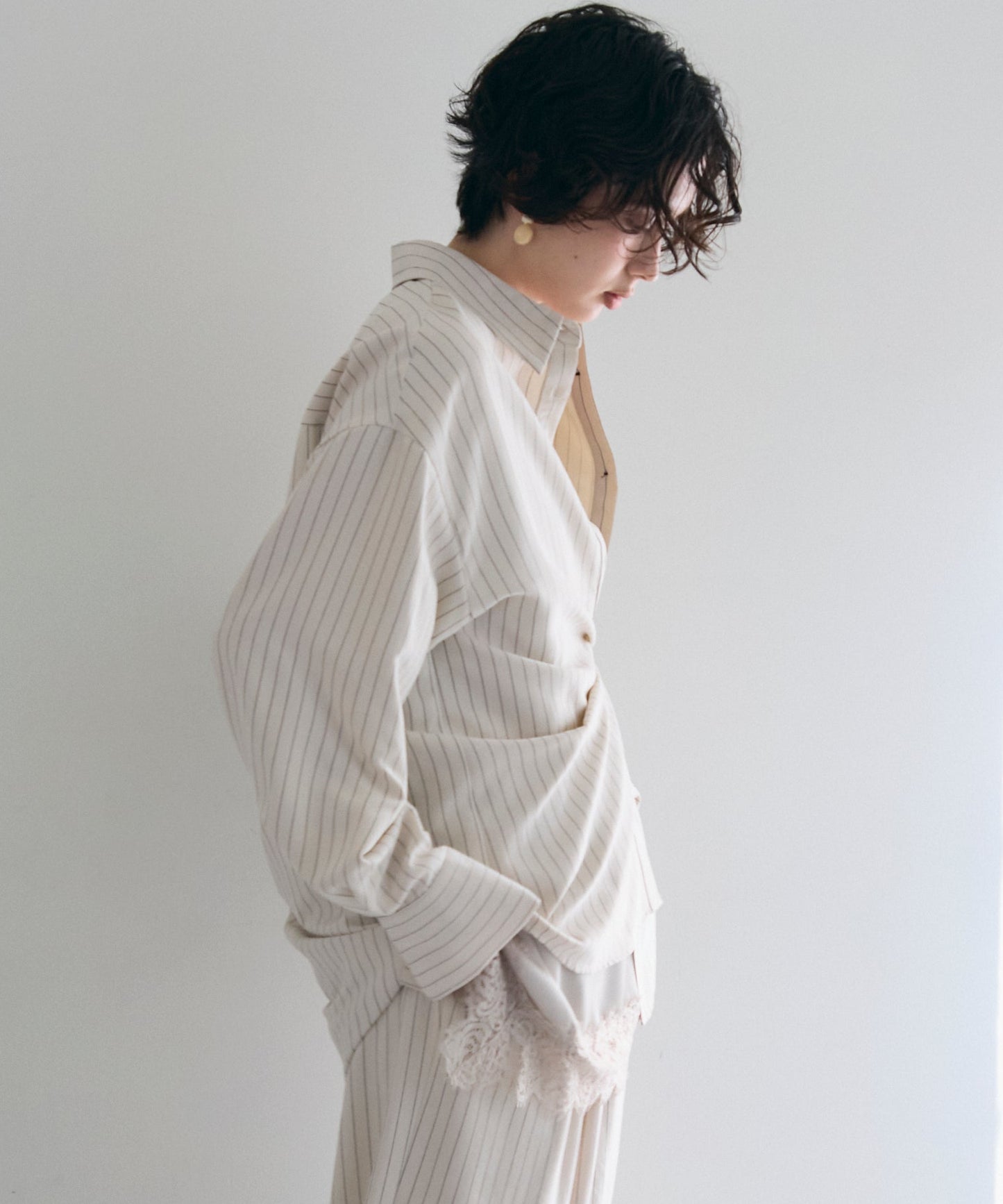 パウダースキンカシュクール2wayストライプシャツ