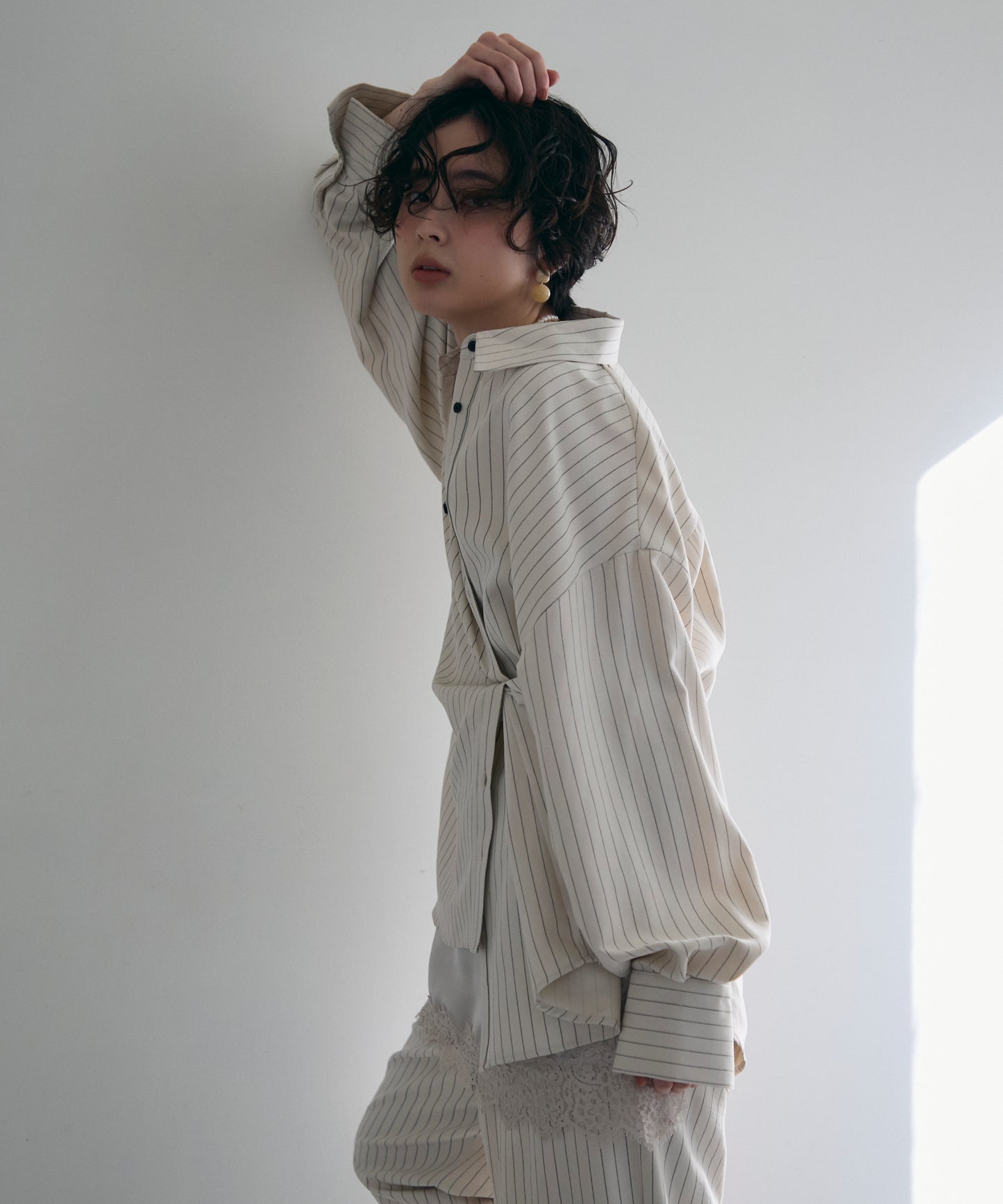 パウダースキンカシュクール2wayストライプシャツ