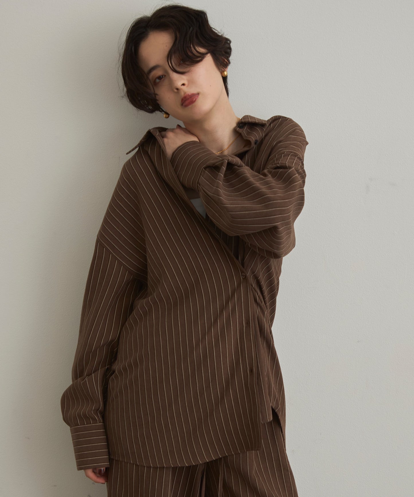 パウダースキンカシュクール2wayストライプシャツ