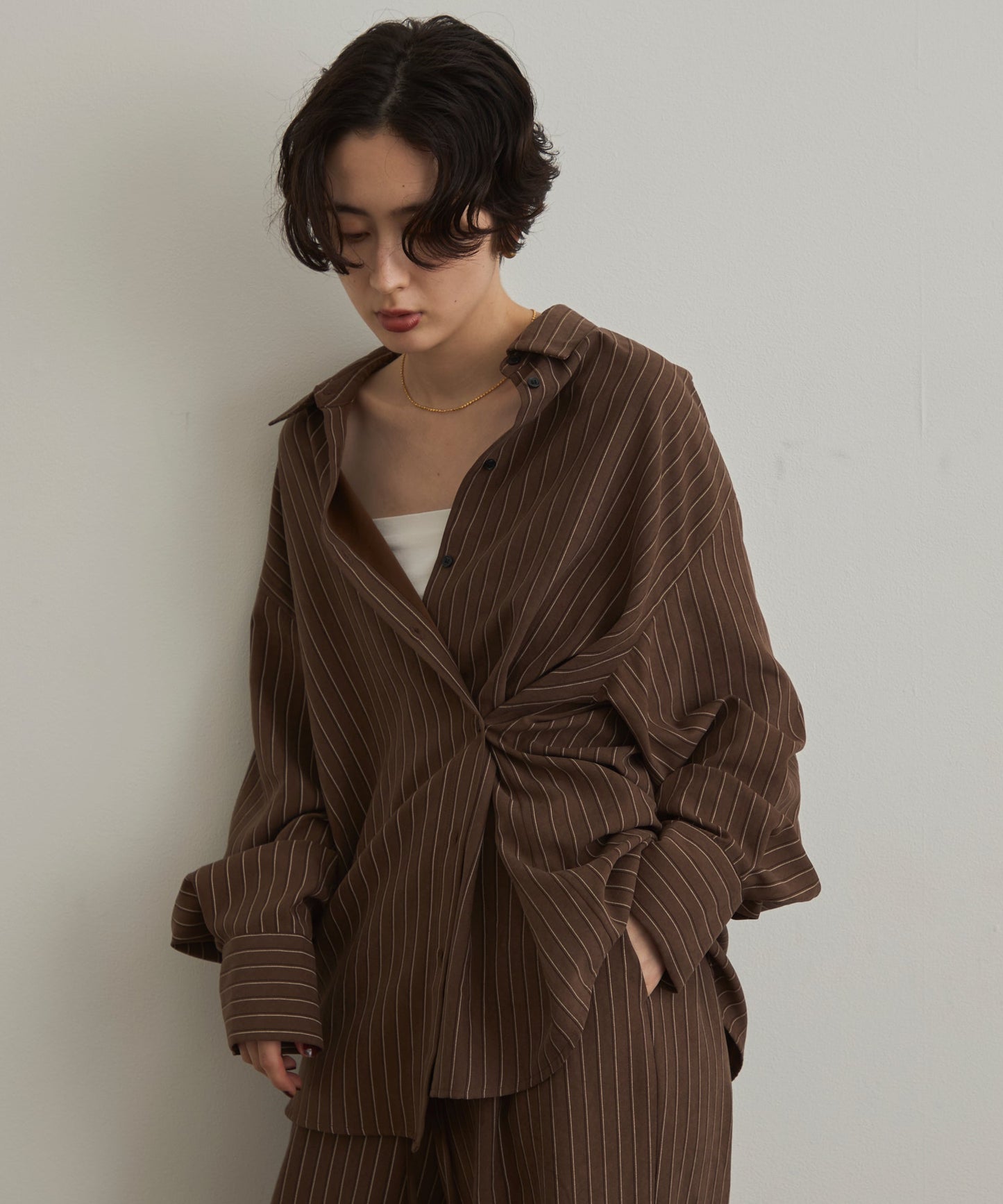 パウダースキンカシュクール2wayストライプシャツ