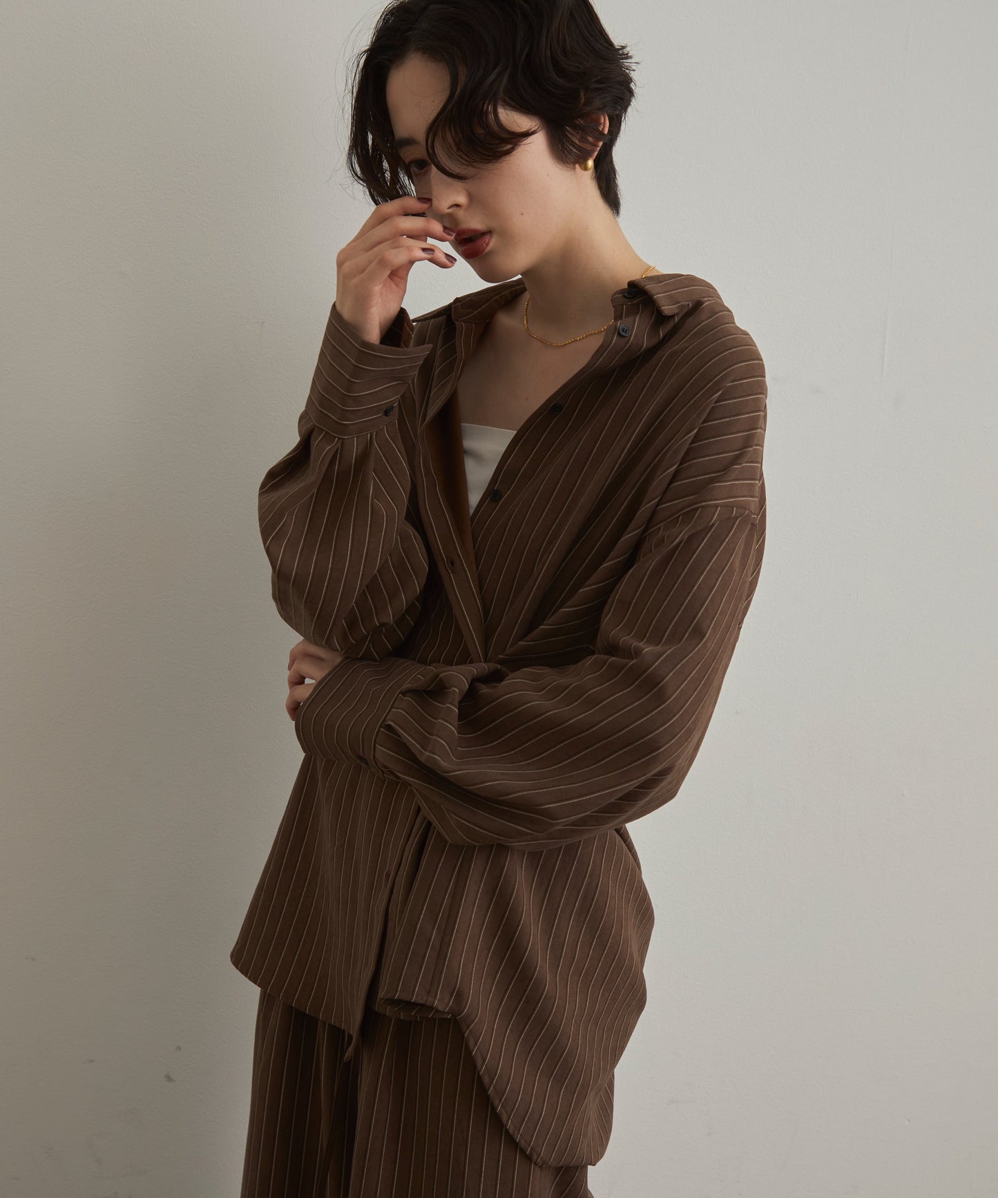 パウダースキンカシュクール2wayストライプシャツ