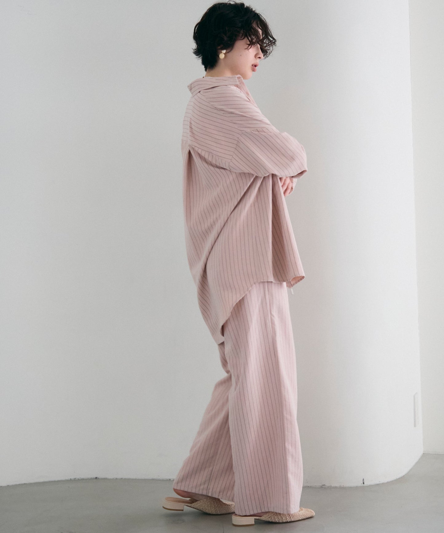 パウダースキンカシュクール2wayストライプシャツ