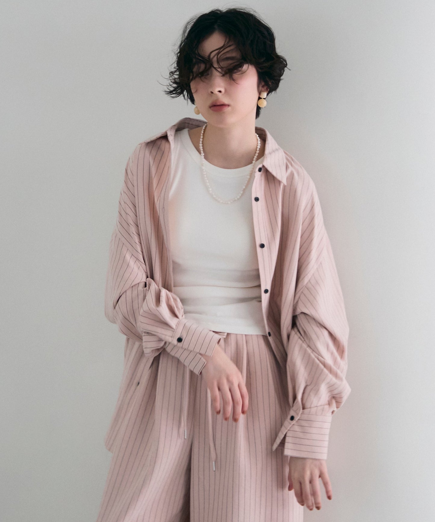 パウダースキンカシュクール2wayストライプシャツ