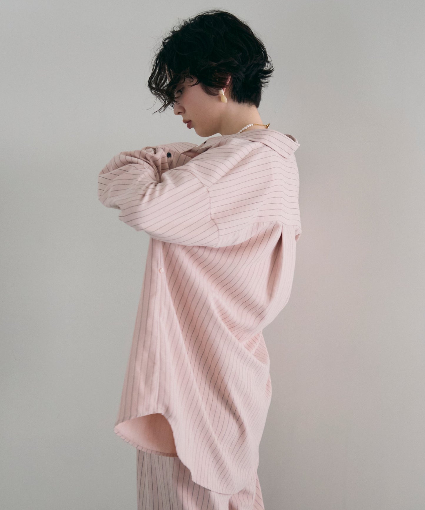 パウダースキンカシュクール2wayストライプシャツ