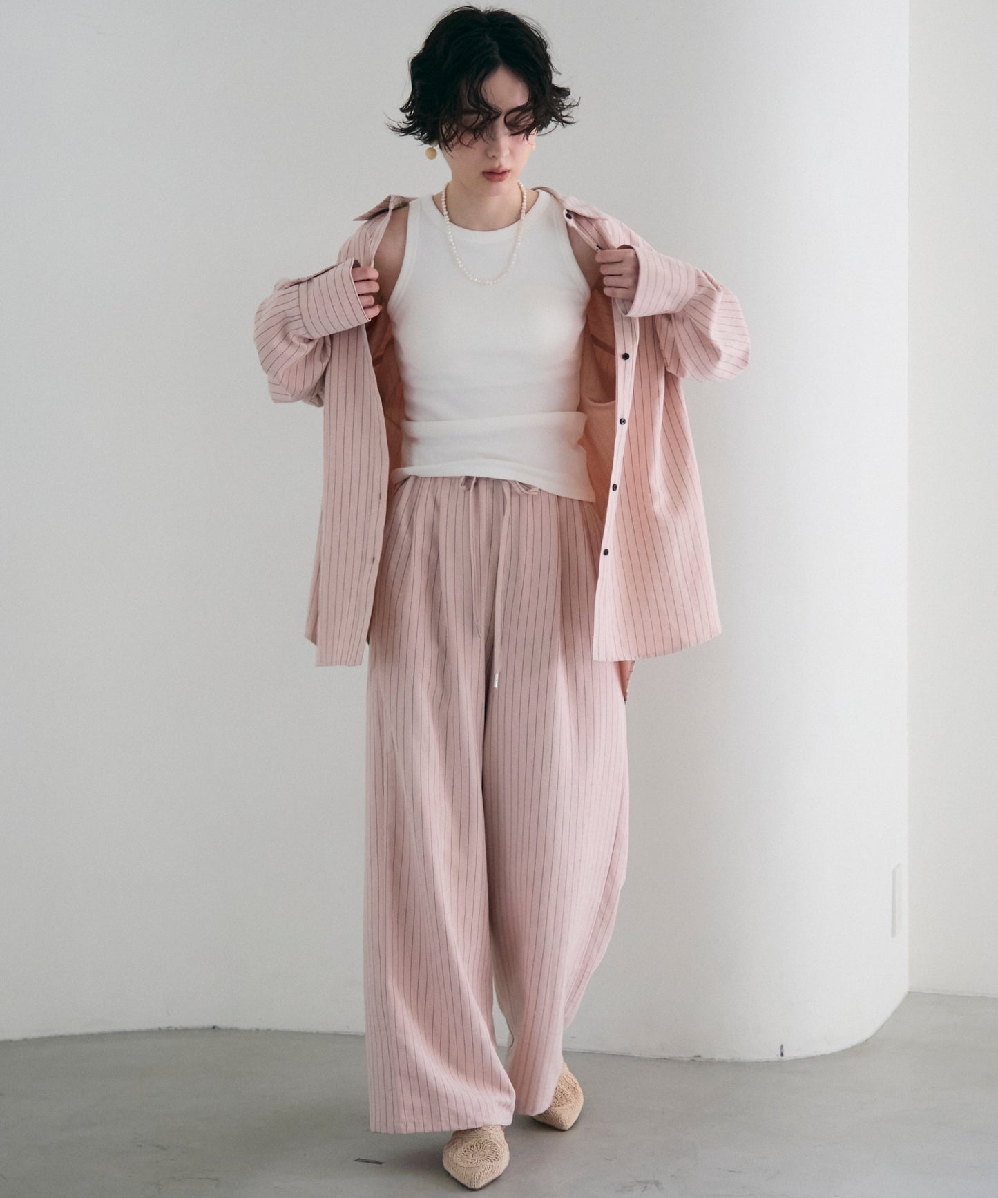 パウダースキンカシュクール2wayストライプシャツ