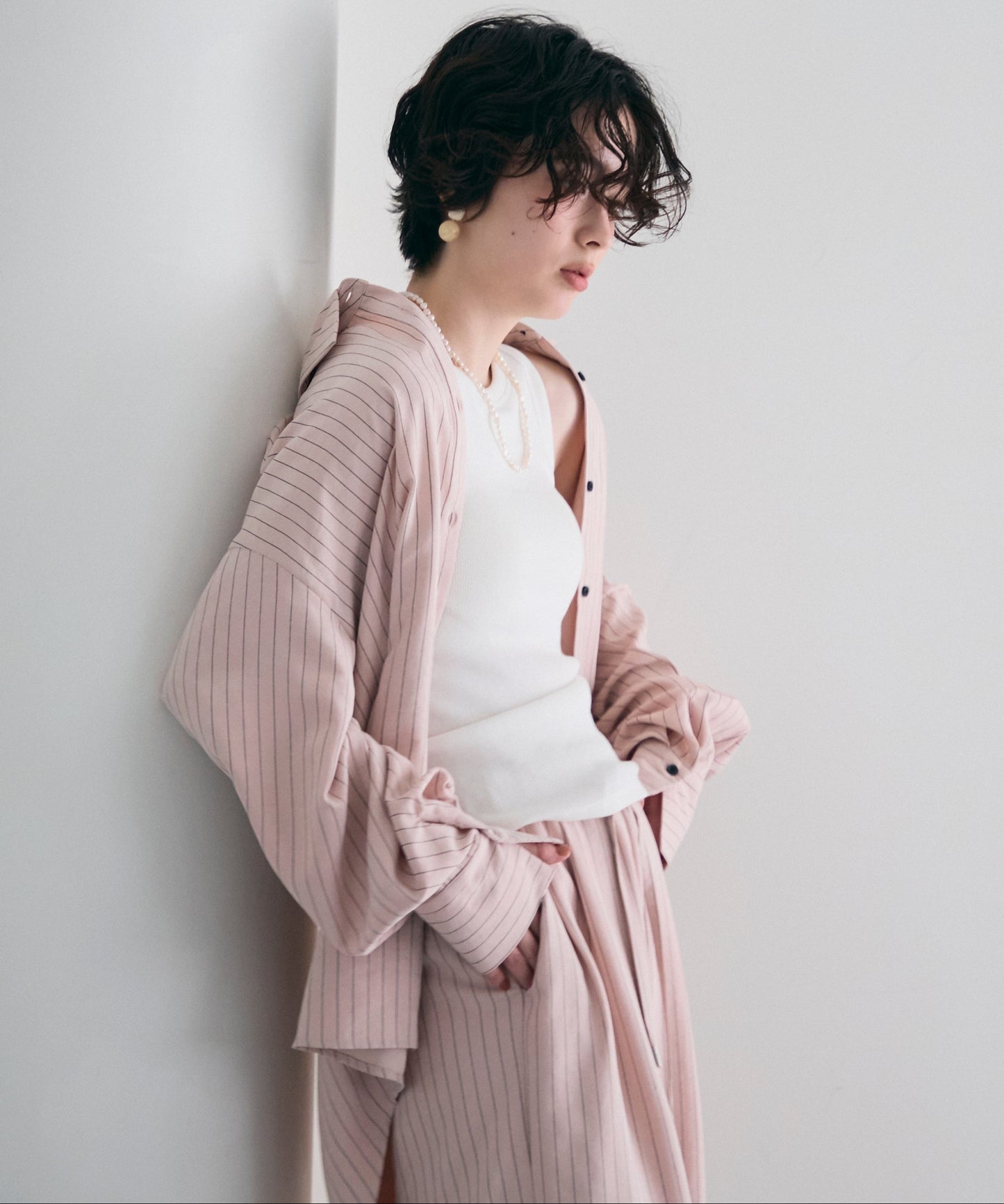 パウダースキンカシュクール2wayストライプシャツ