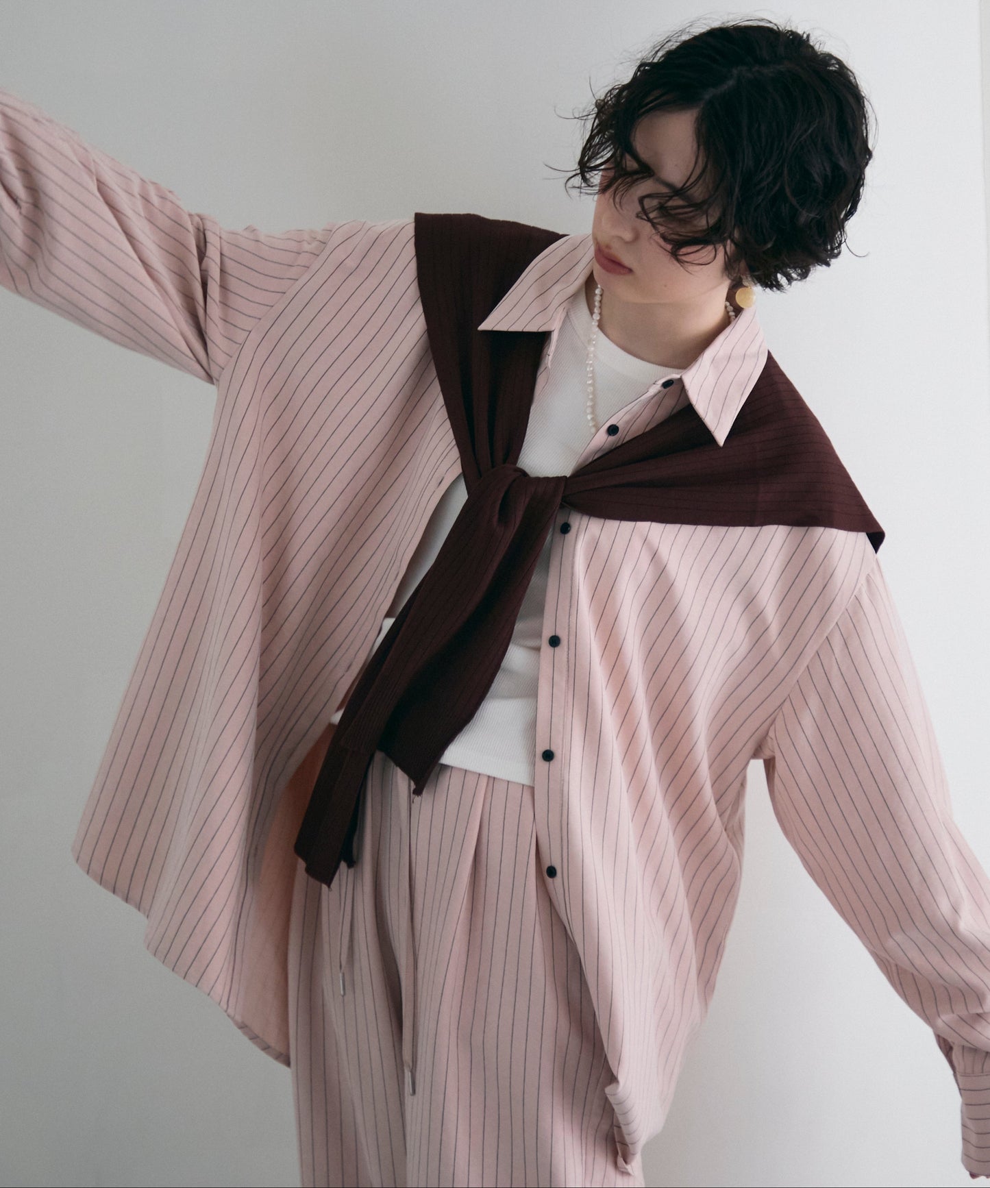 パウダースキンカシュクール2wayストライプシャツ