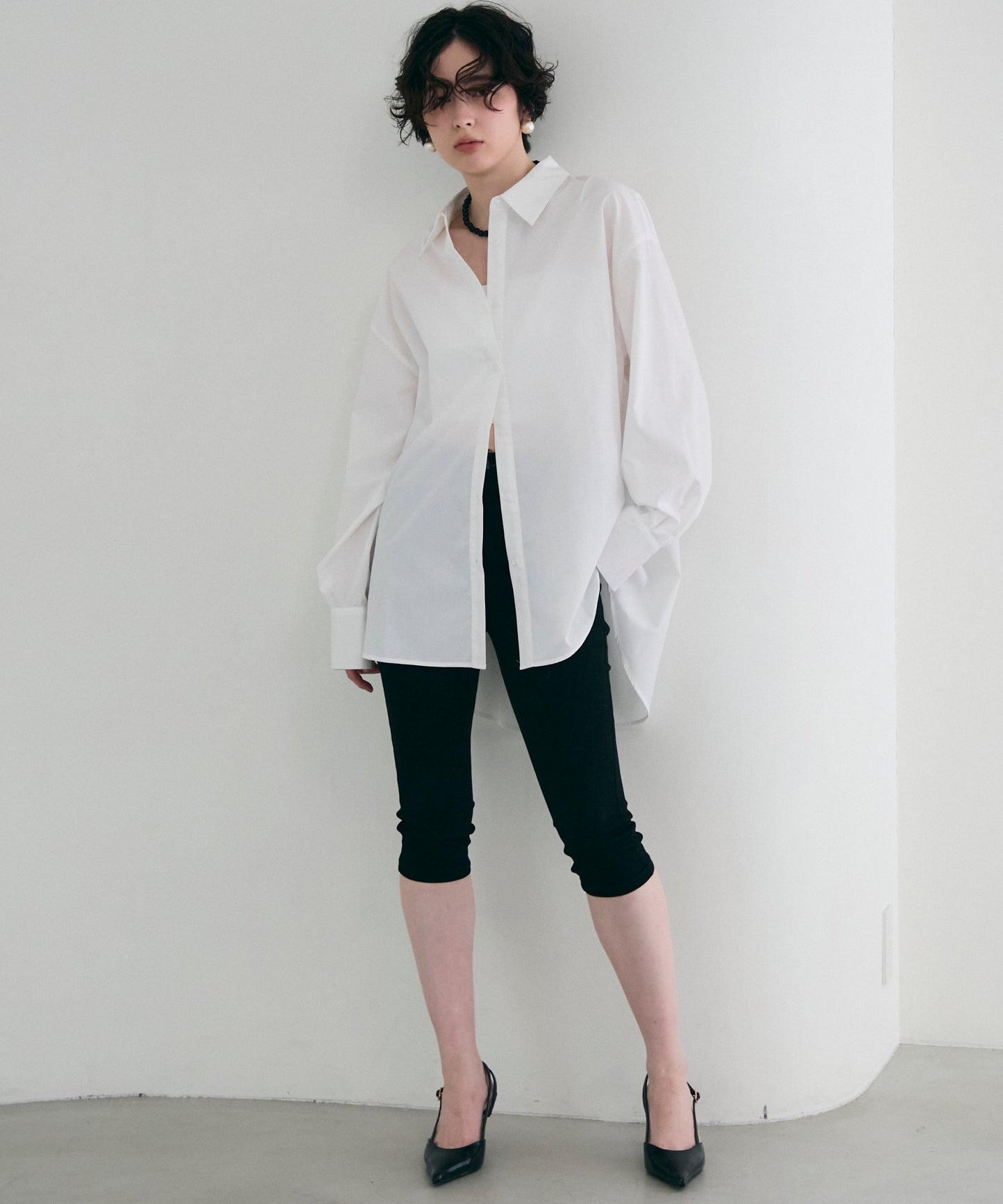 2wayベーシックルーズシャツ