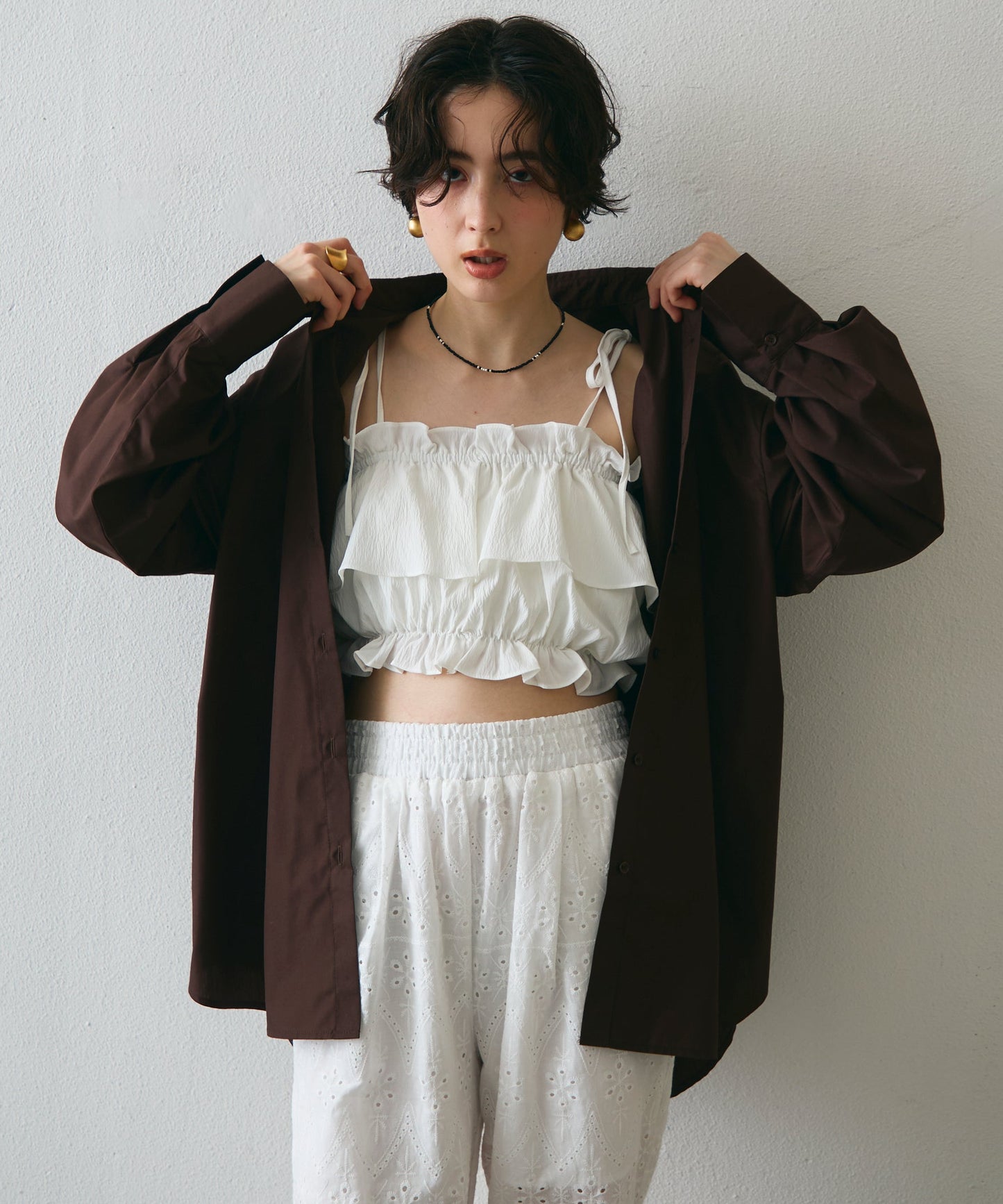 2wayベーシックルーズシャツ