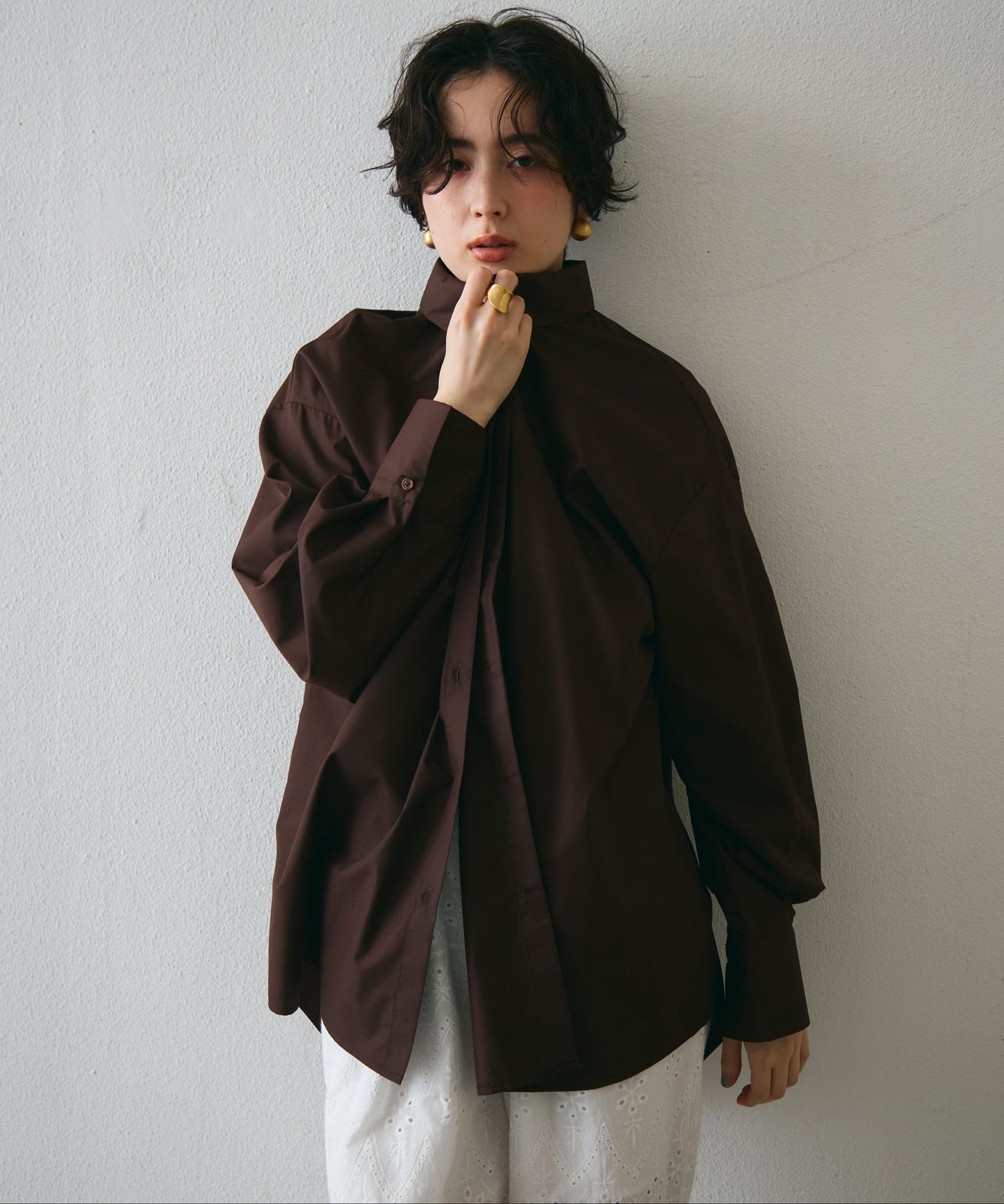 2wayベーシックルーズシャツ