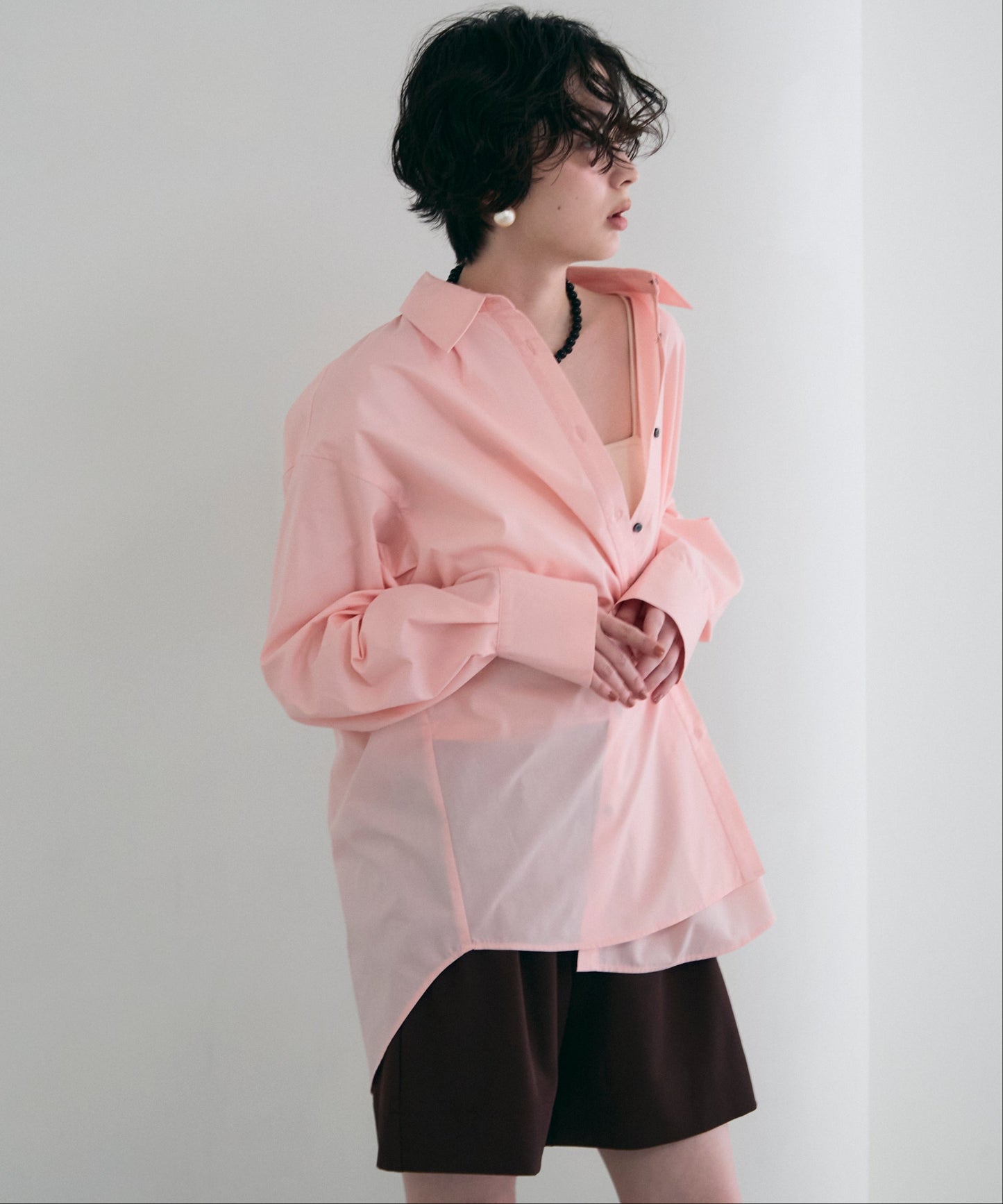 2wayベーシックルーズシャツ