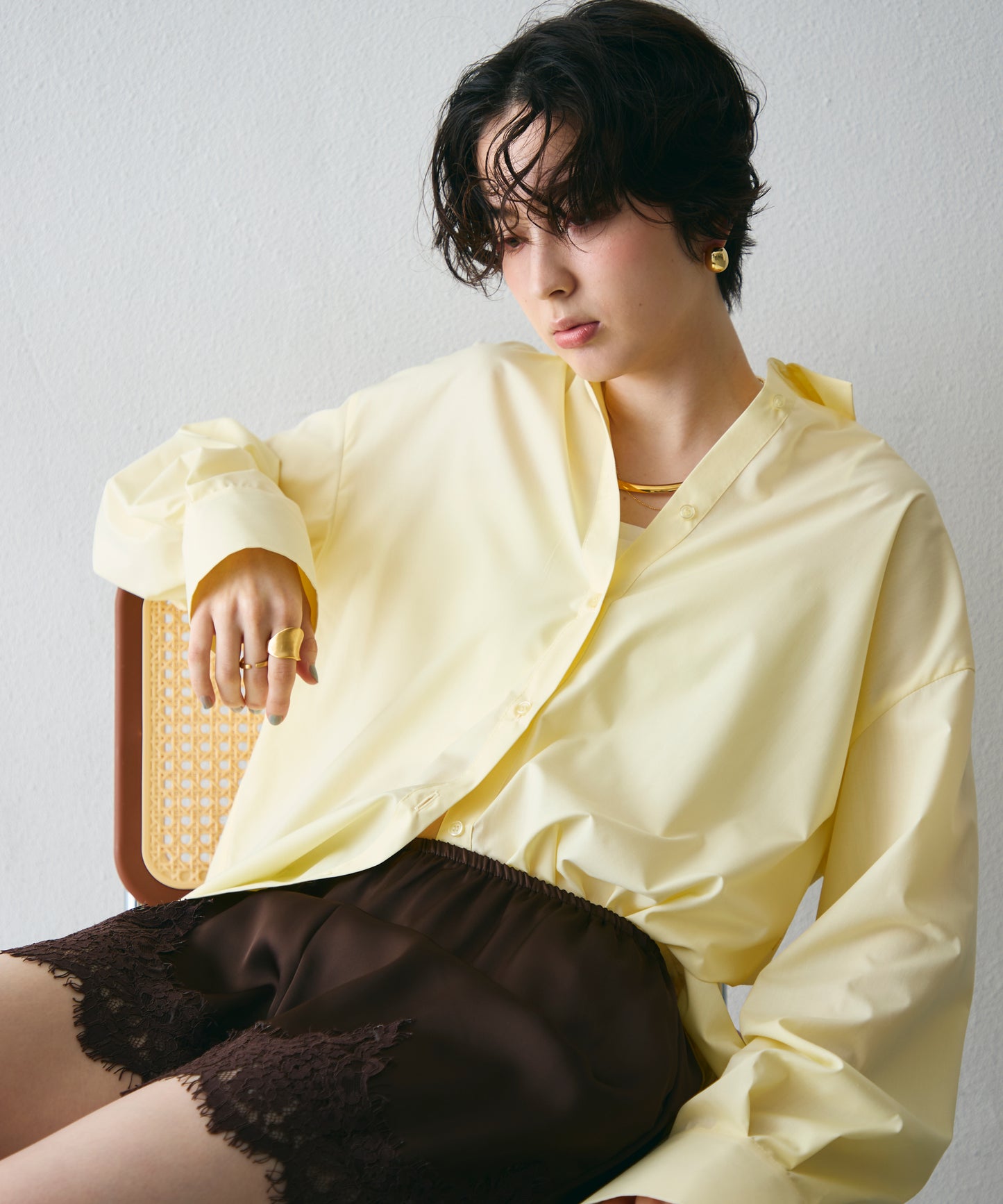 2wayベーシックルーズシャツ