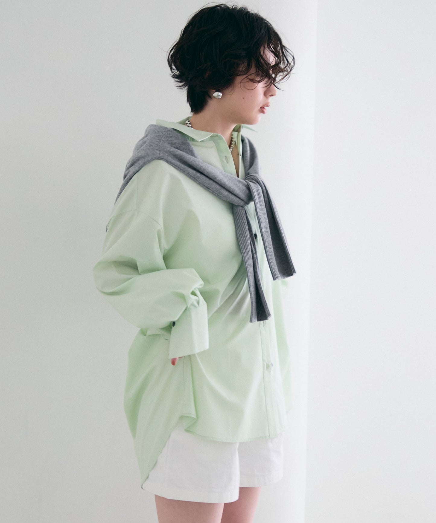 2wayベーシックルーズシャツ