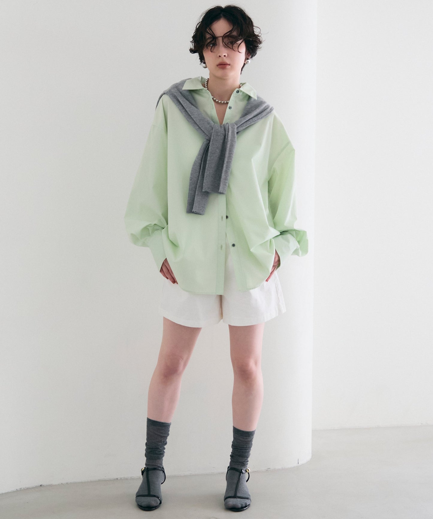 2wayベーシックルーズシャツ