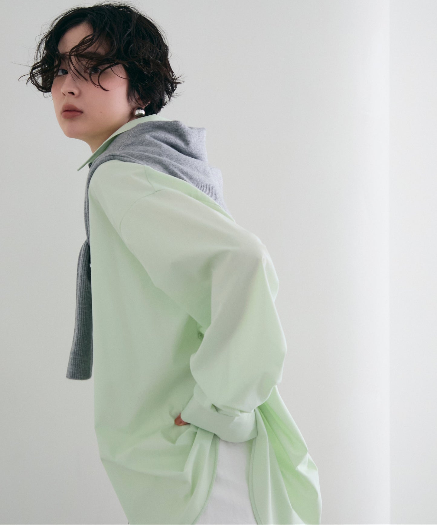 2wayベーシックルーズシャツ