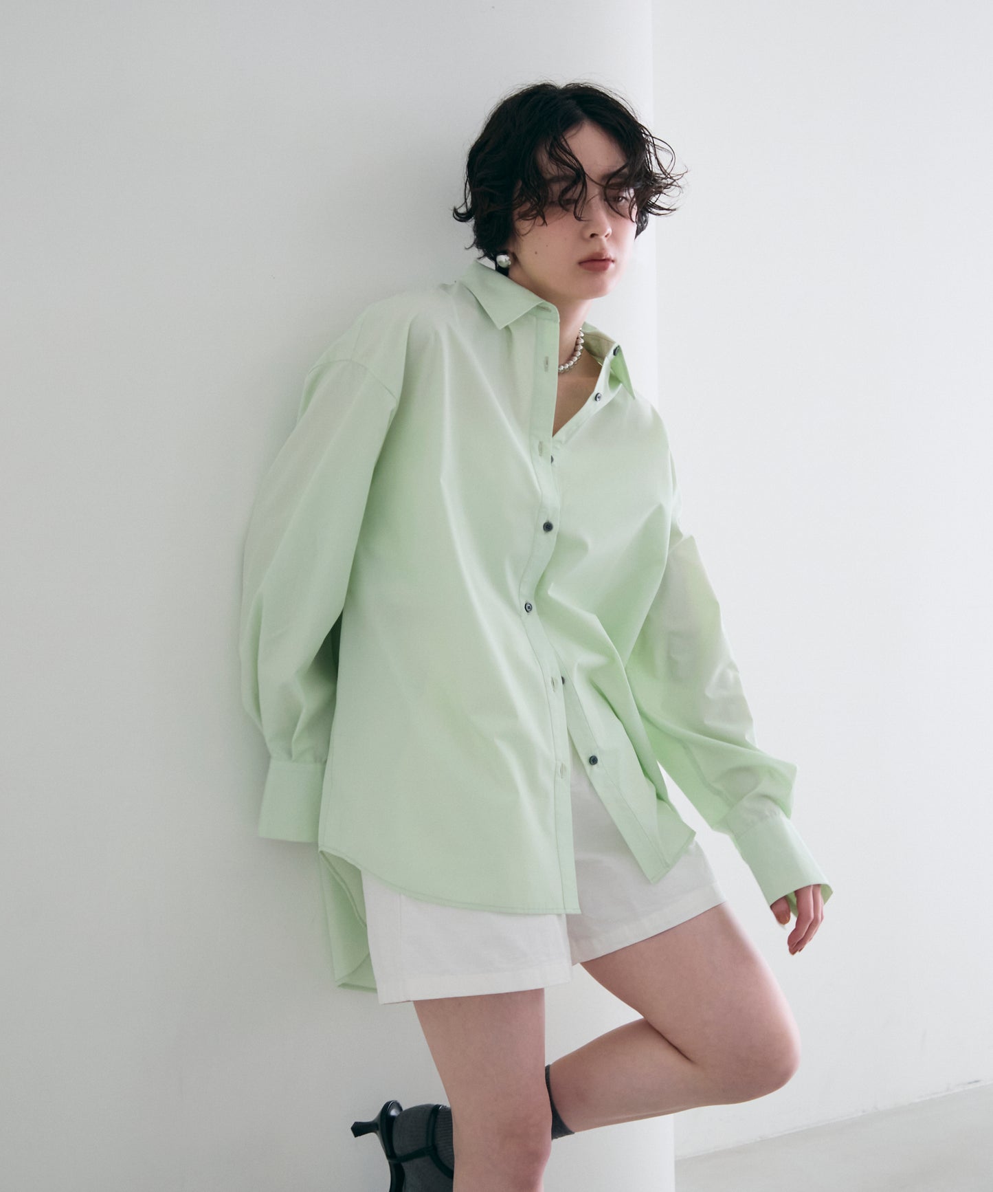 2wayベーシックルーズシャツ