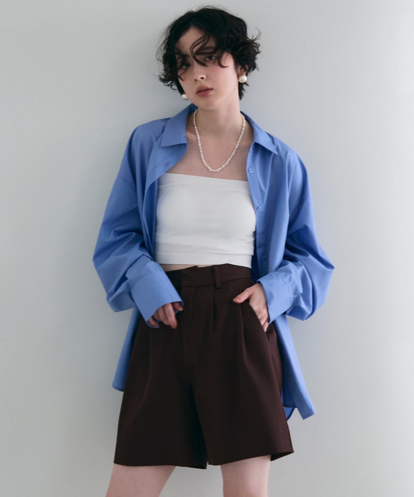 2wayベーシックルーズシャツ