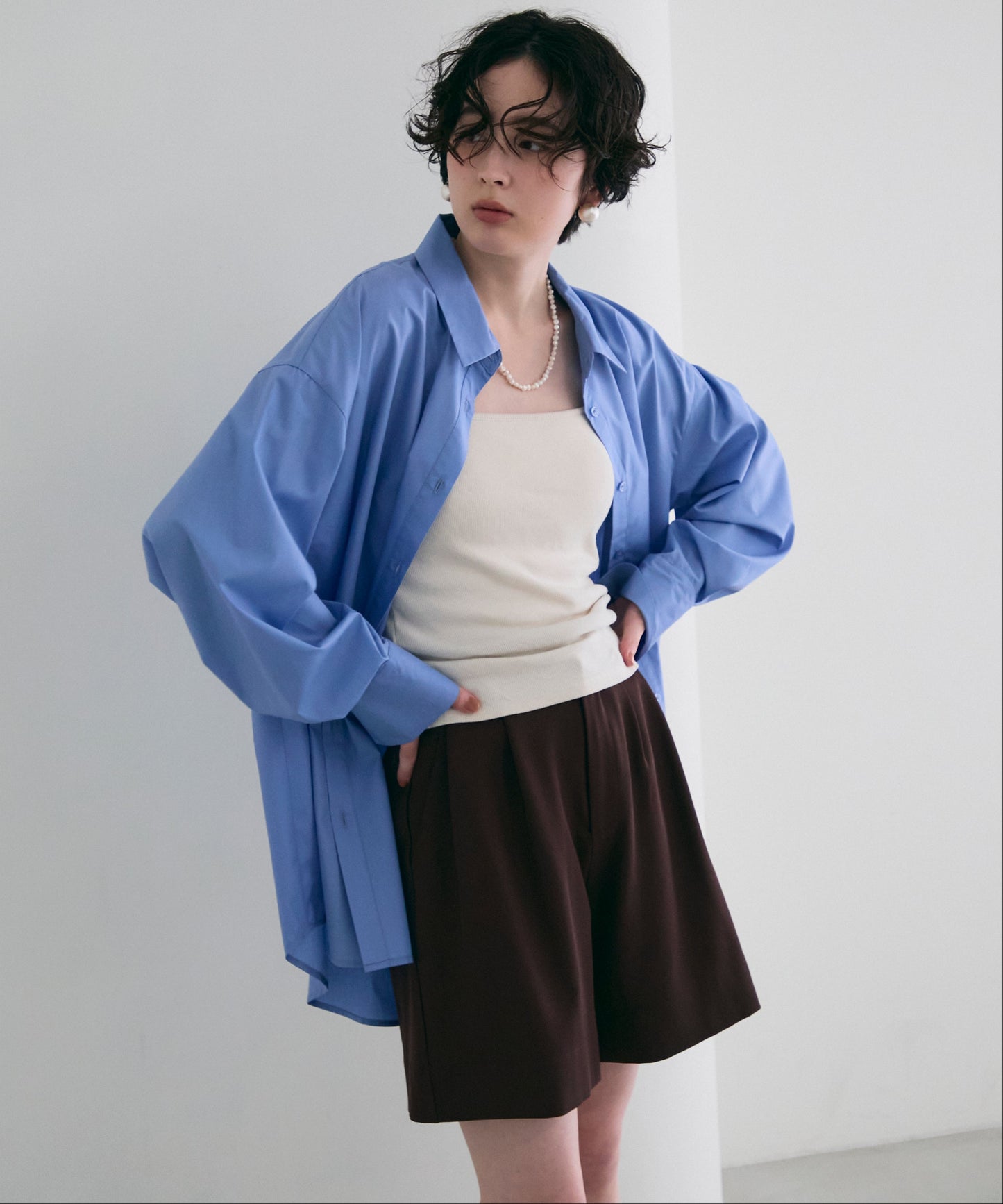 2wayベーシックルーズシャツ