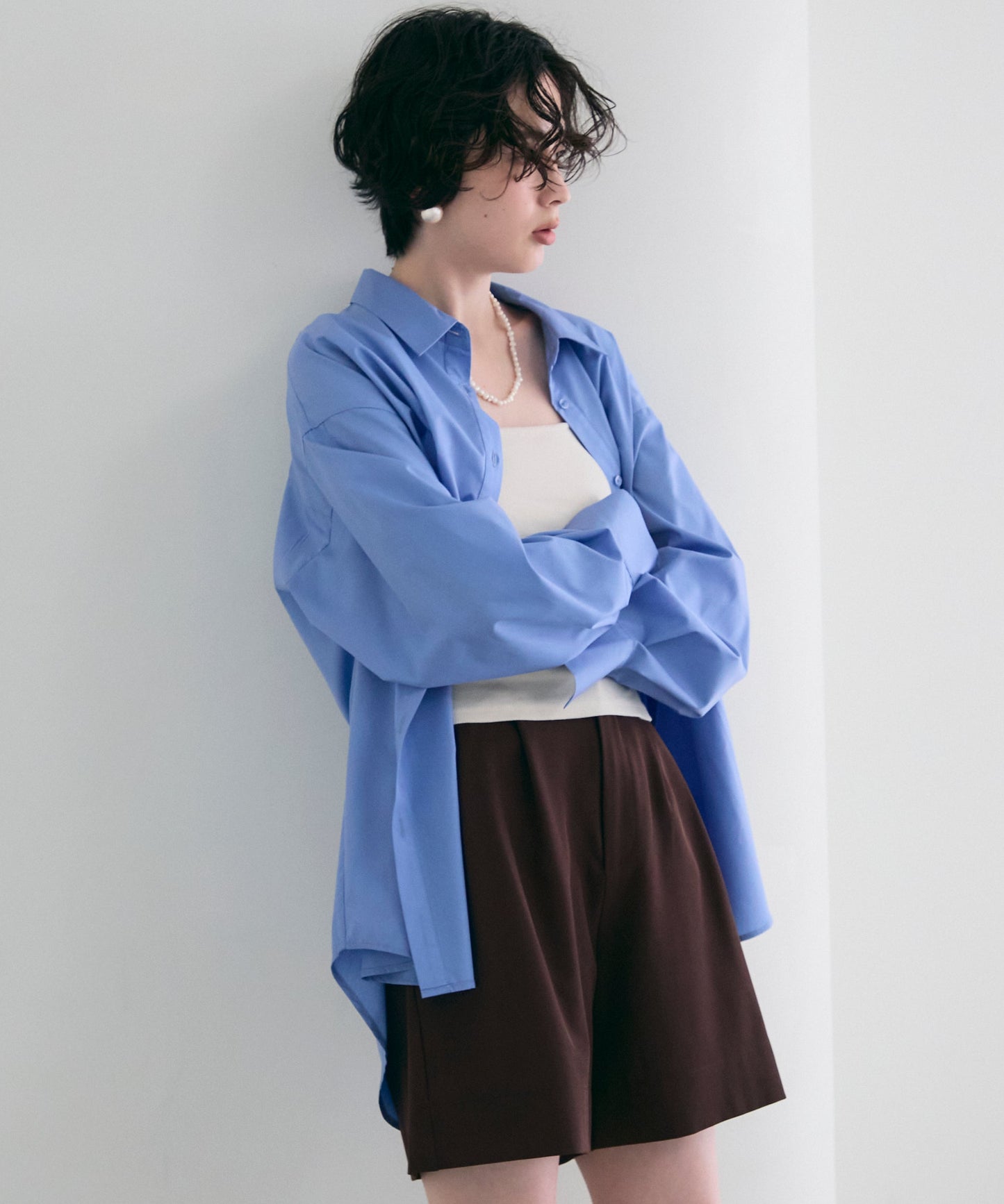 2wayベーシックルーズシャツ