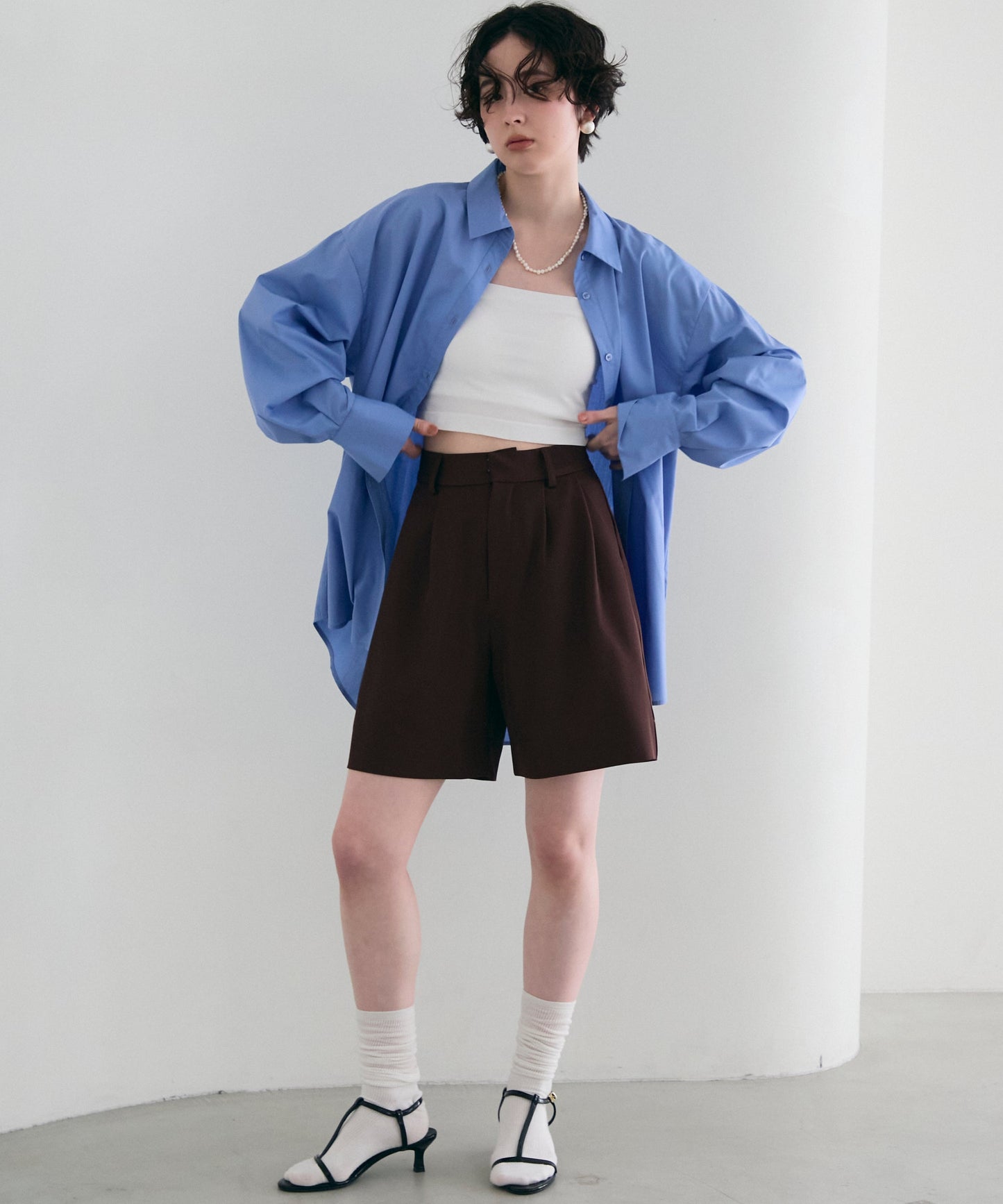 2wayベーシックルーズシャツ