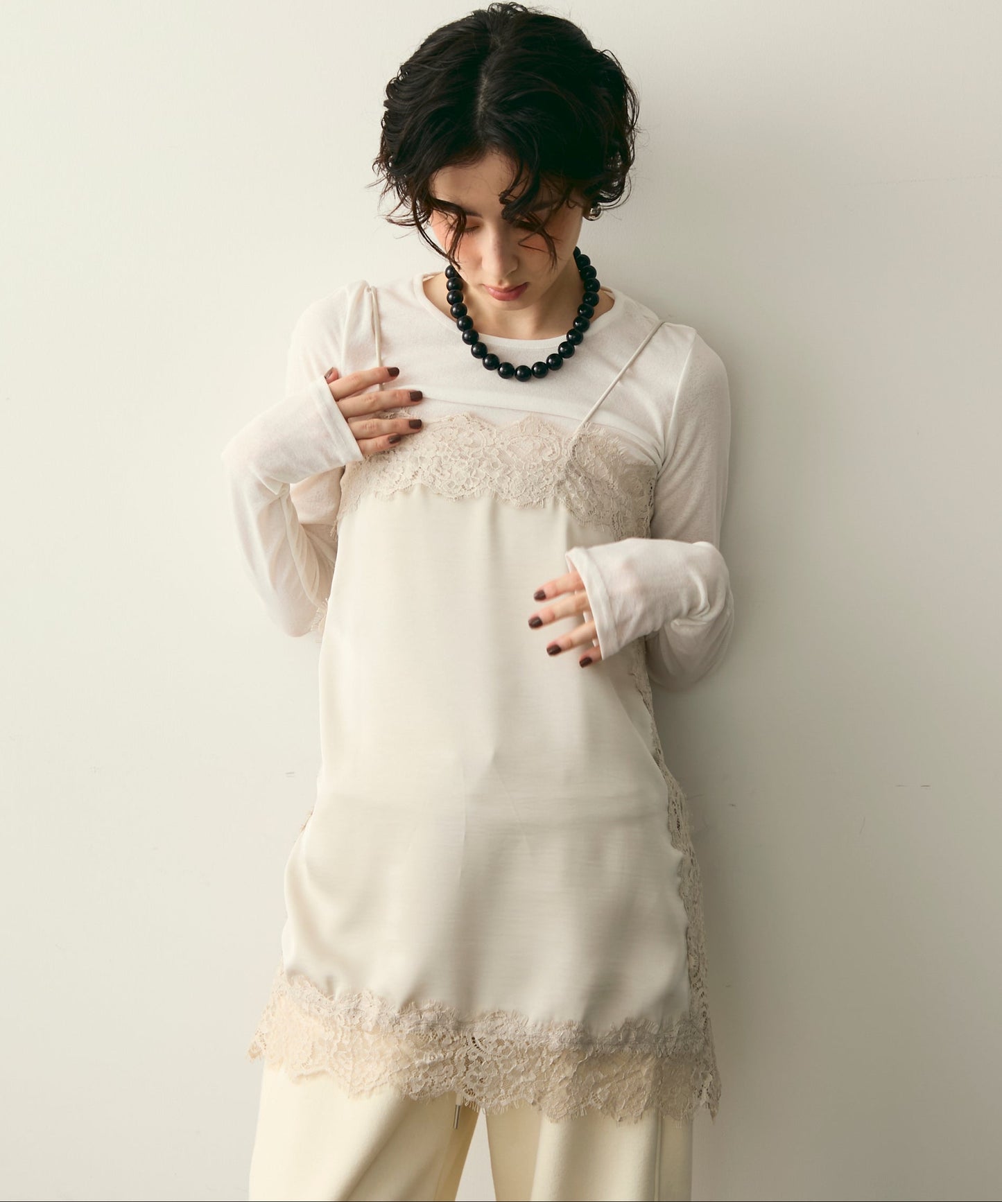 ケミカルレースサテンキャミソール