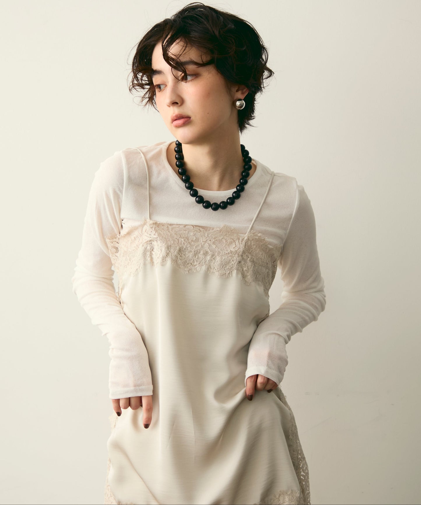 ケミカルレースサテンキャミソール