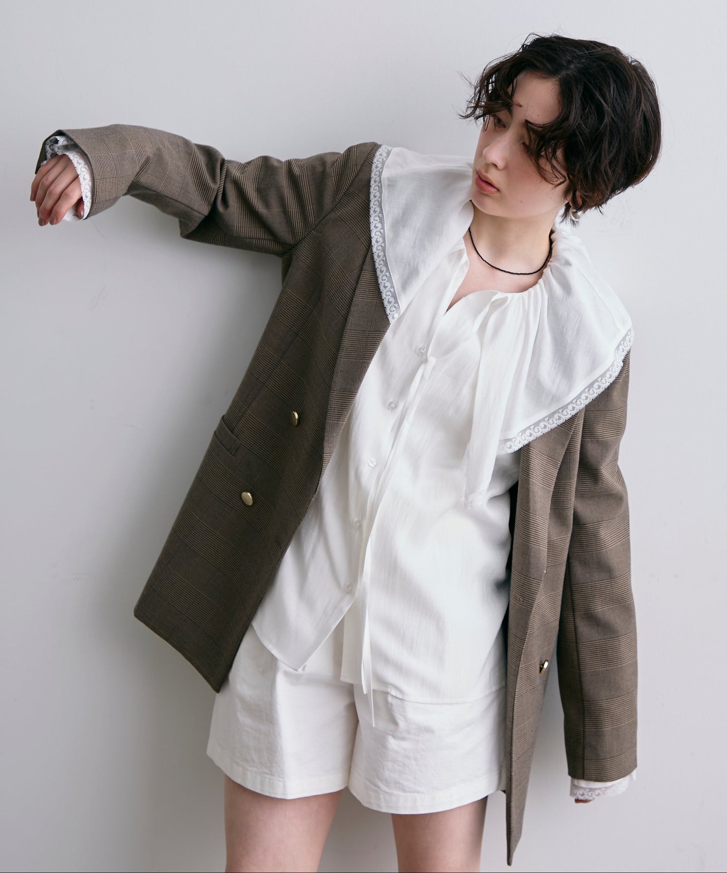 ビックカラーレーストリムブラウス